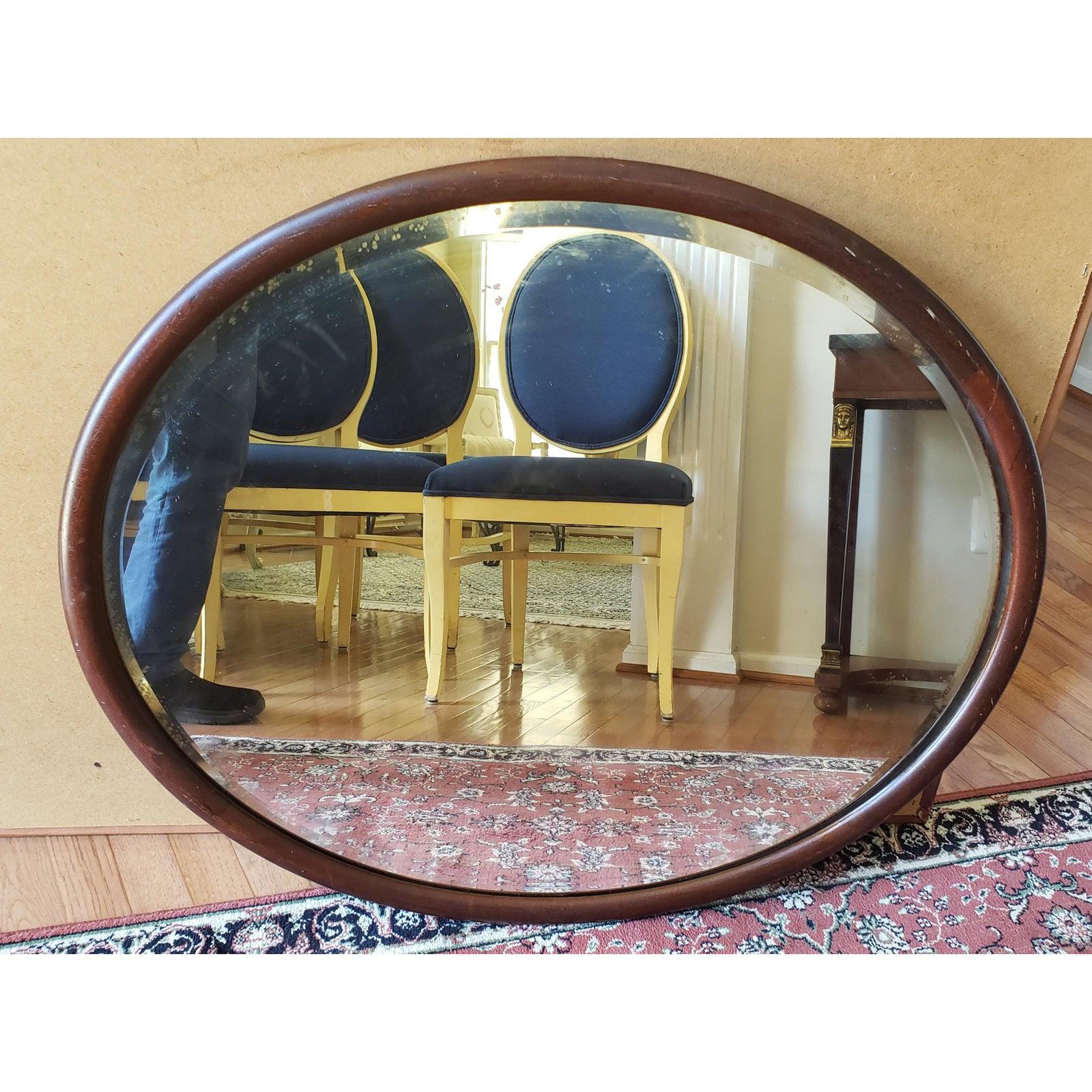 Woodwork Antique Mahogany Frame Oval Wall Mirror