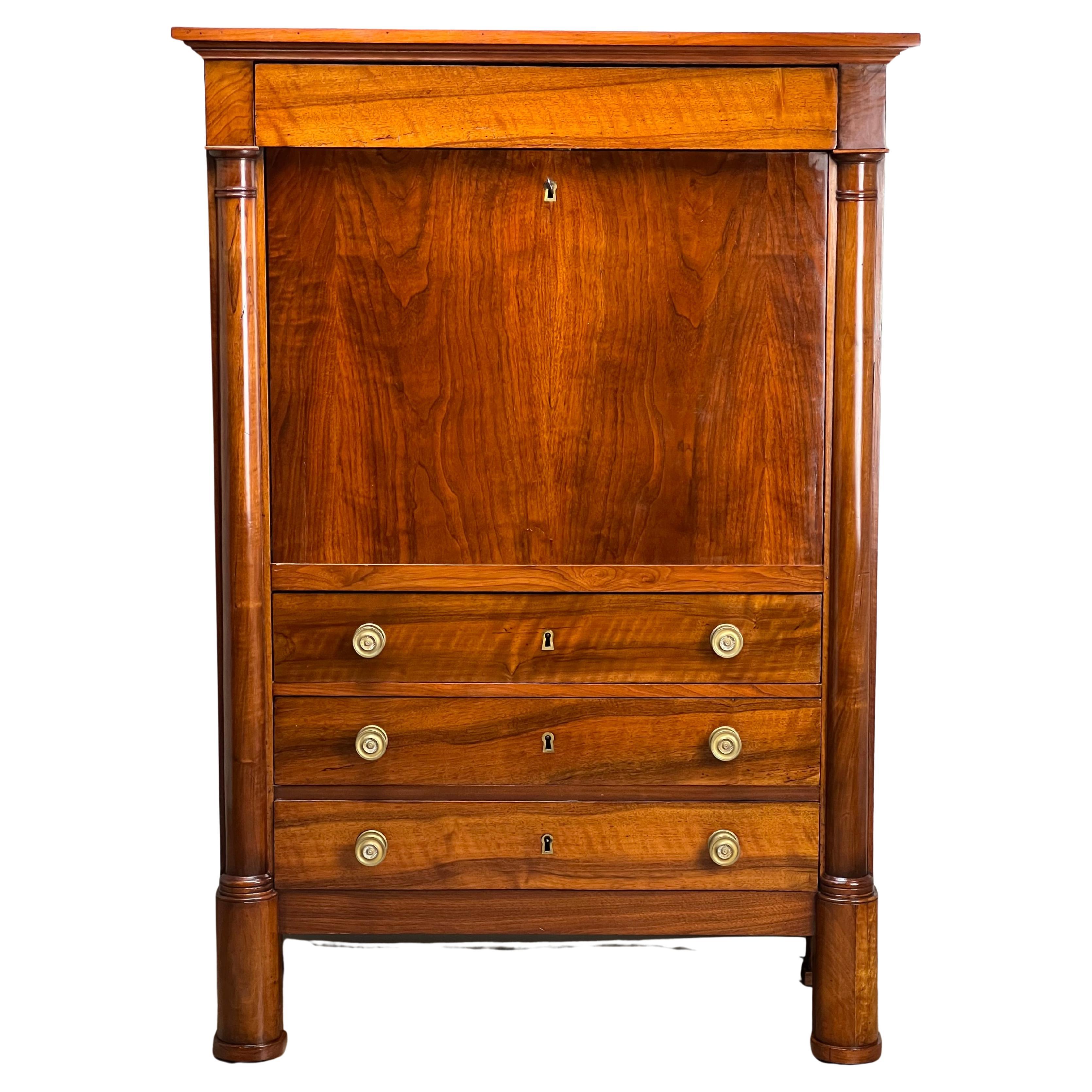 Antique Mahogany French Empire Style Fall Front Secretary