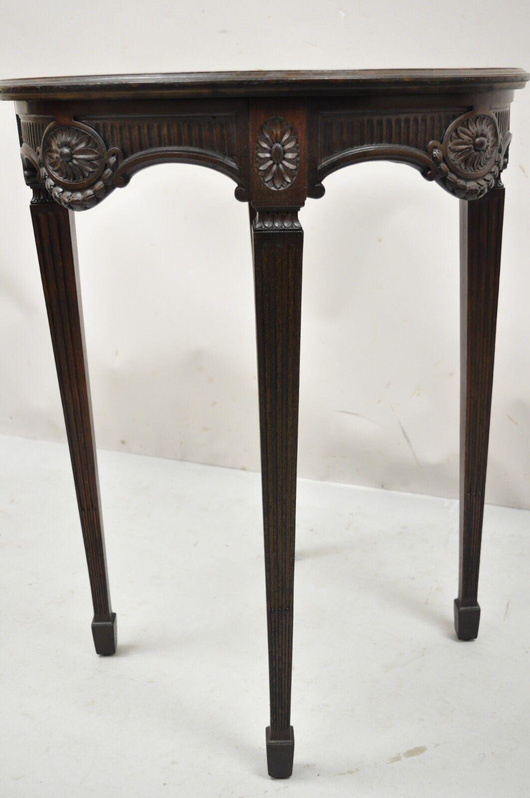 Antique Mahogany French Victorian Style Round Accent Side Table 2