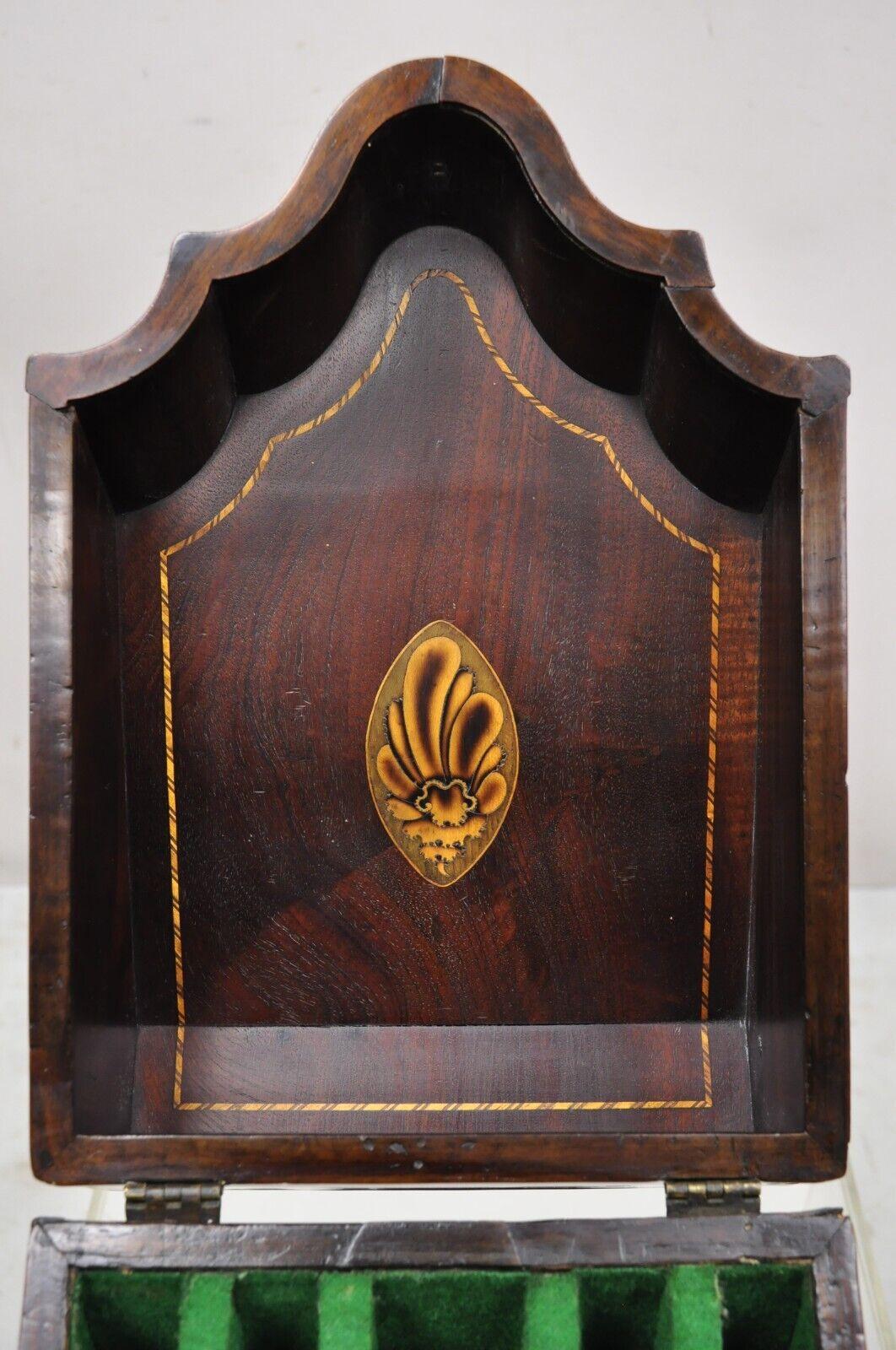 Antique Mahogany George III Georgian Antique Inlaid Knife Box In Good Condition For Sale In Philadelphia, PA