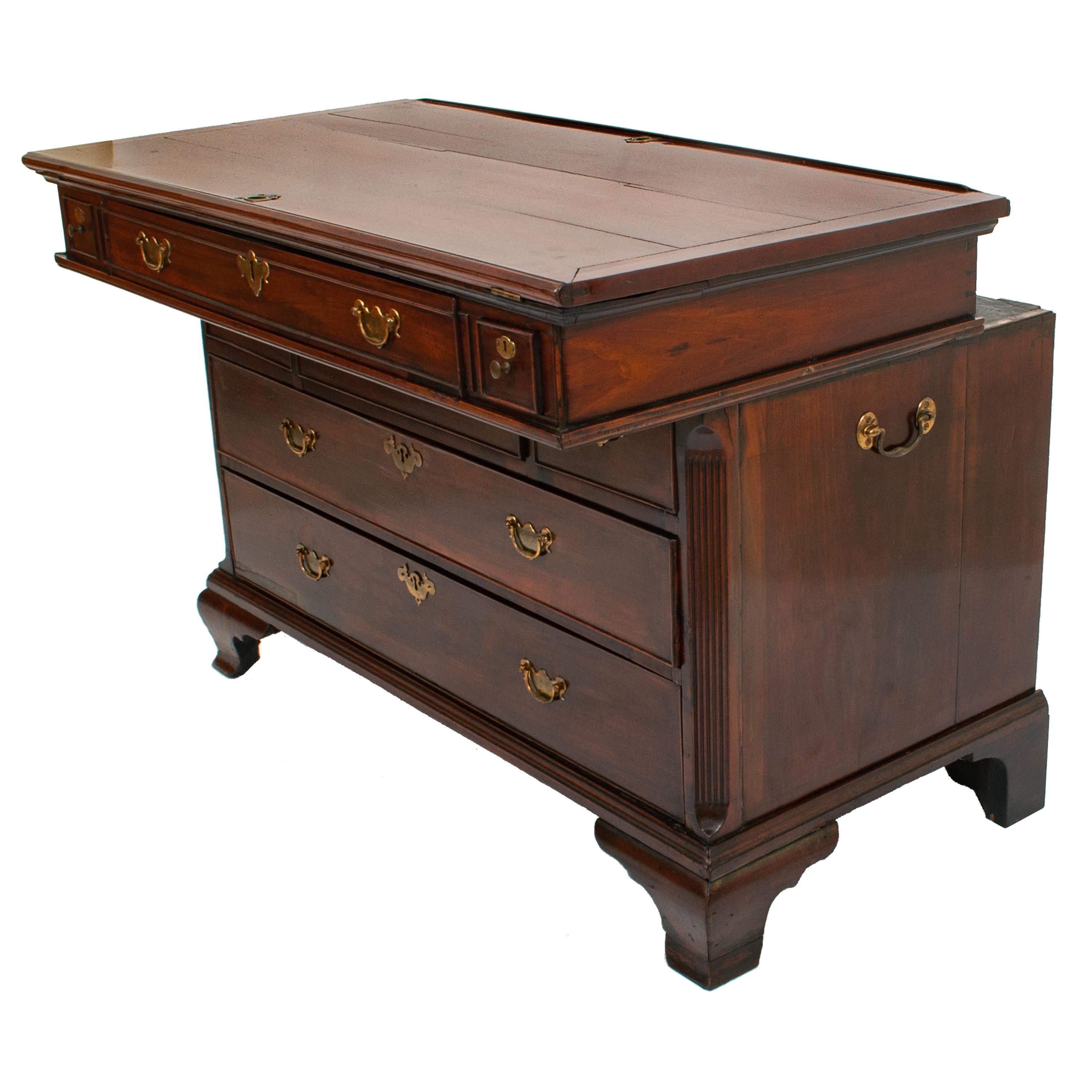 18th Century Antique Mahogany Georgian Architect's Drafting Drawing Desk Table Chest 1780 For Sale