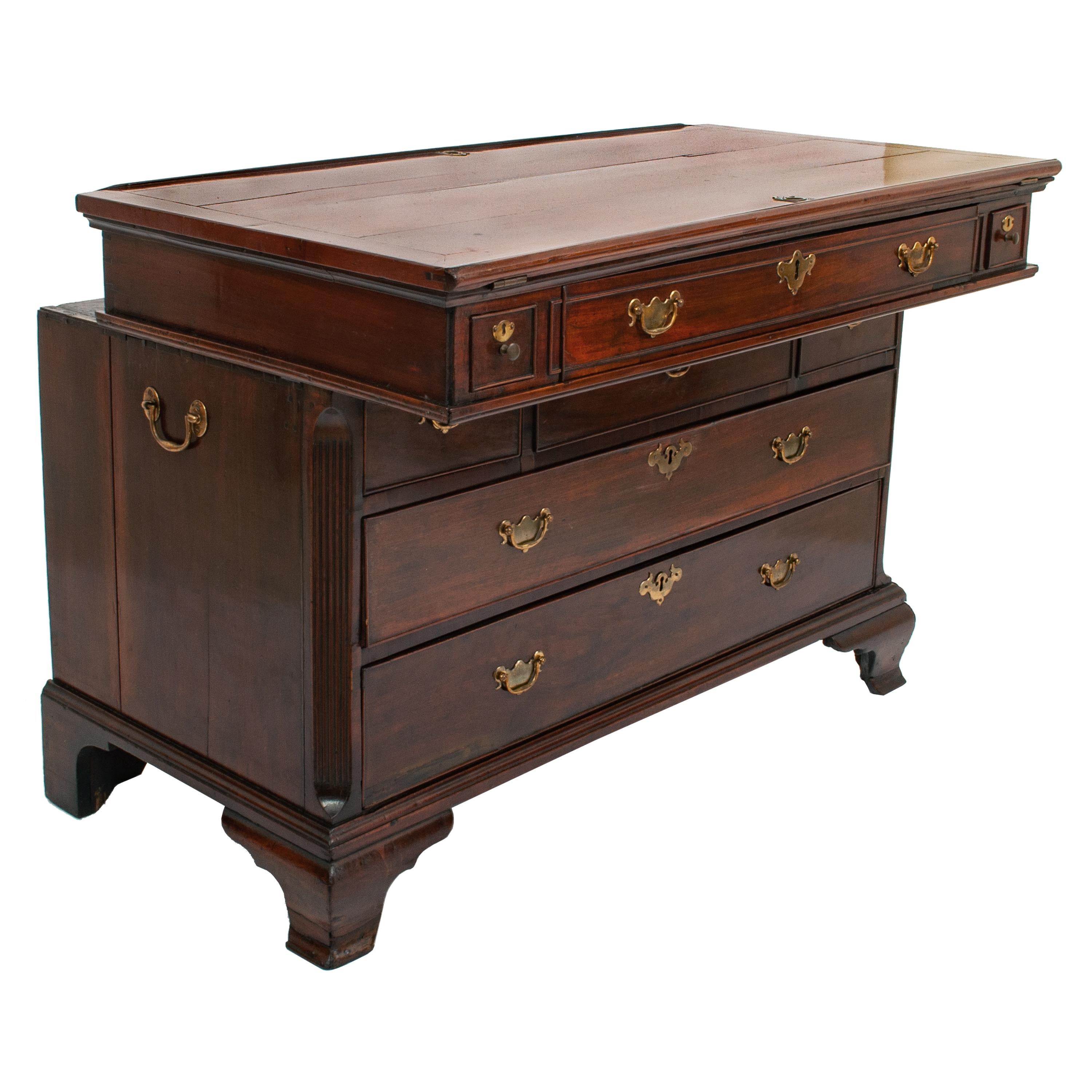 Antique Mahogany Georgian Architect's Drafting Drawing Desk Table Chest 1780 For Sale 1
