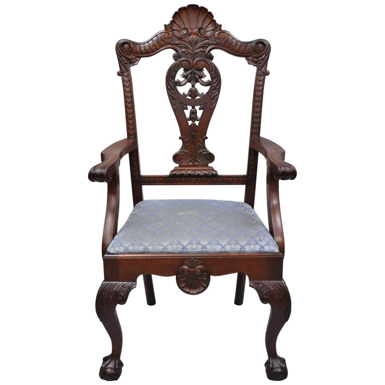 Antique Mahogany Georgian Chippendale, Chippendale Arm Chair