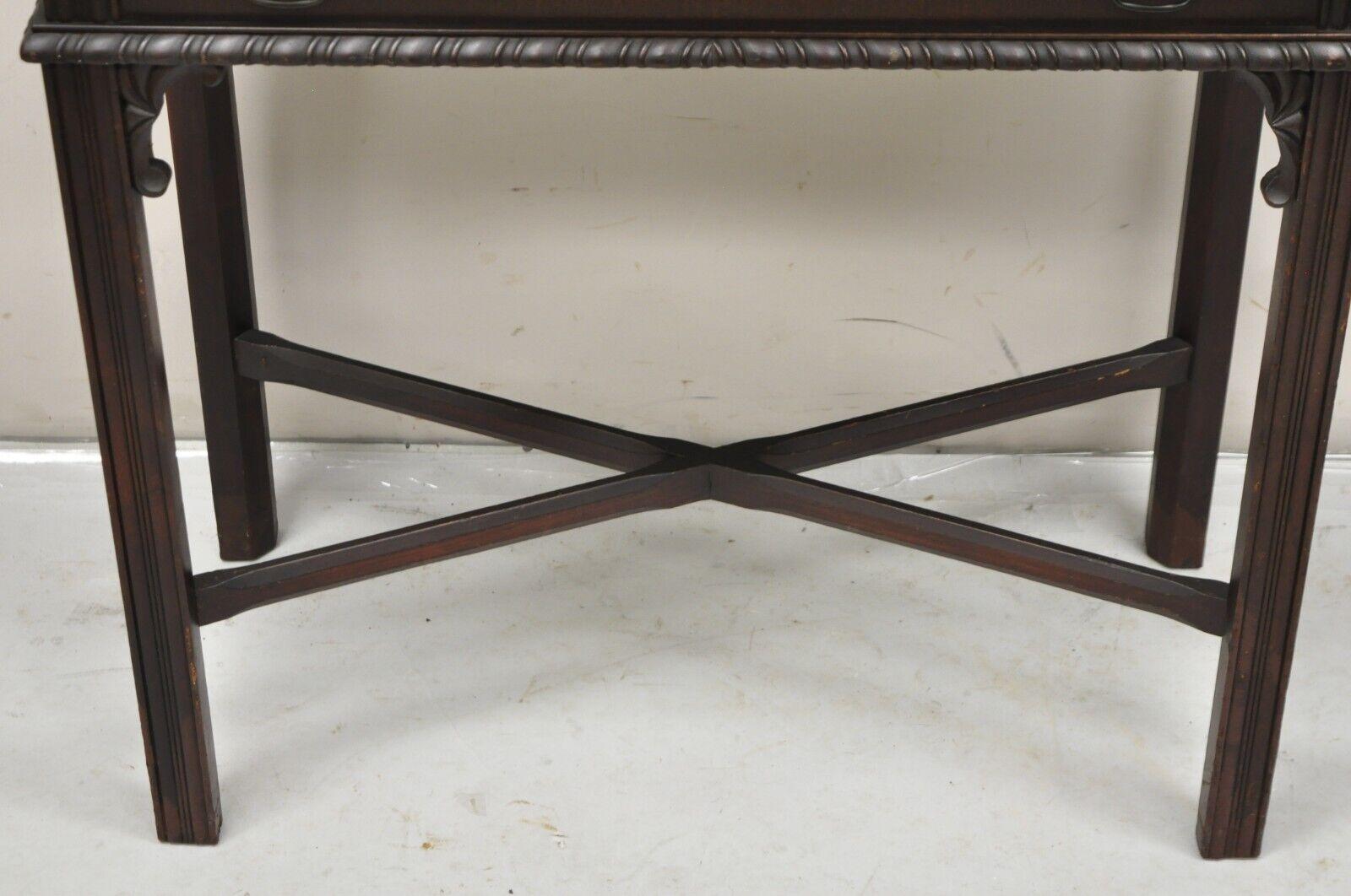 Antique Mahogany Georgian Style Flip Top Console Game Table For Sale 8