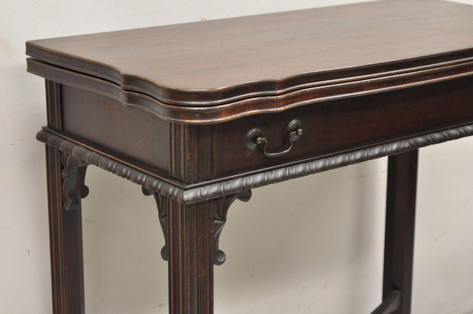 Antique Mahogany Georgian Style Flip Top Console Game Table For Sale 1