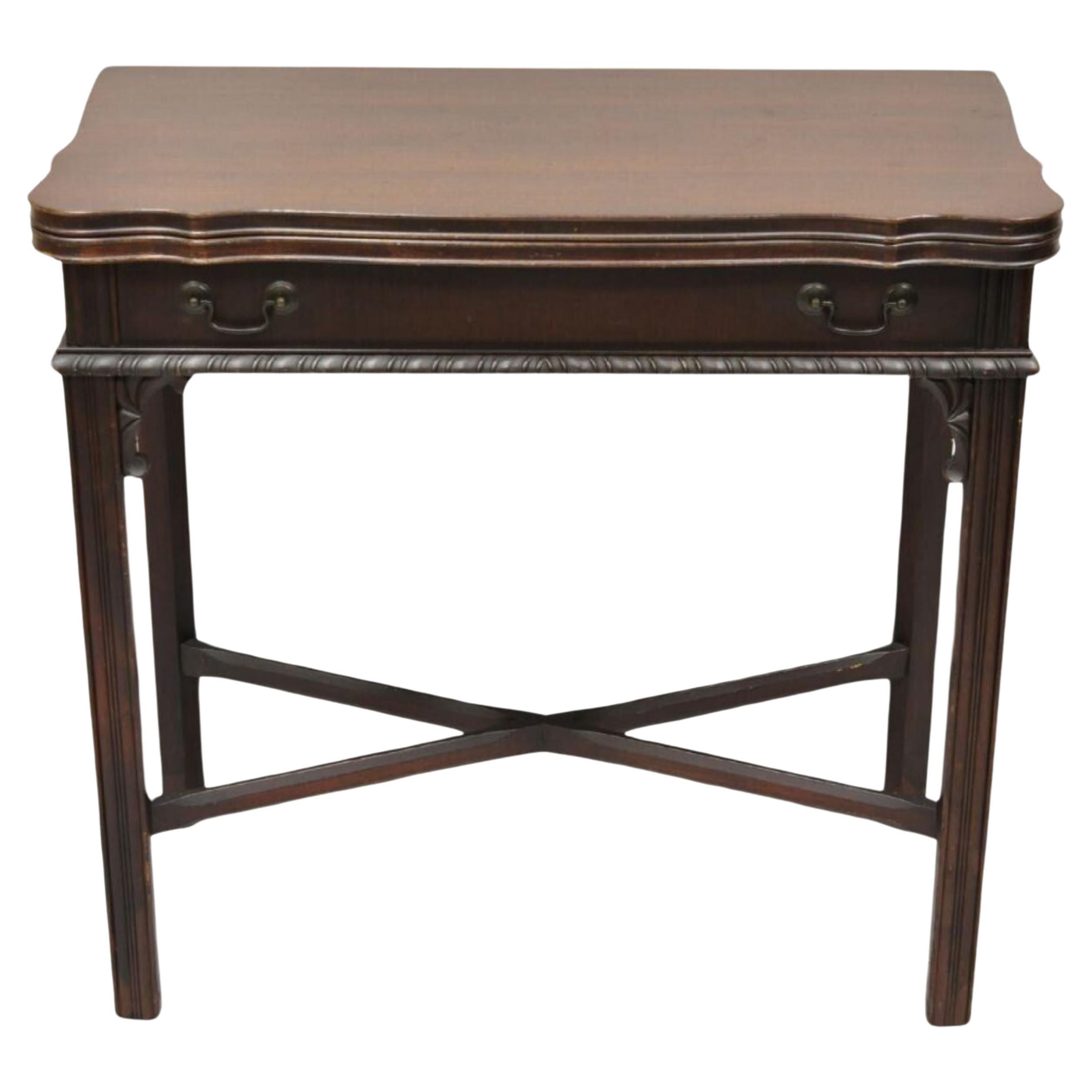Antique Mahogany Georgian Style Flip Top Console Game Table For Sale