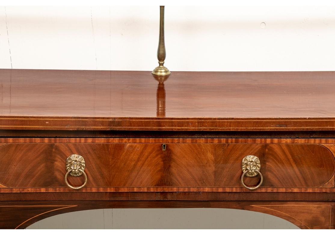Inlay Antique Mahogany Georgian Style Sideboard With Lion Mask Pulls For Sale
