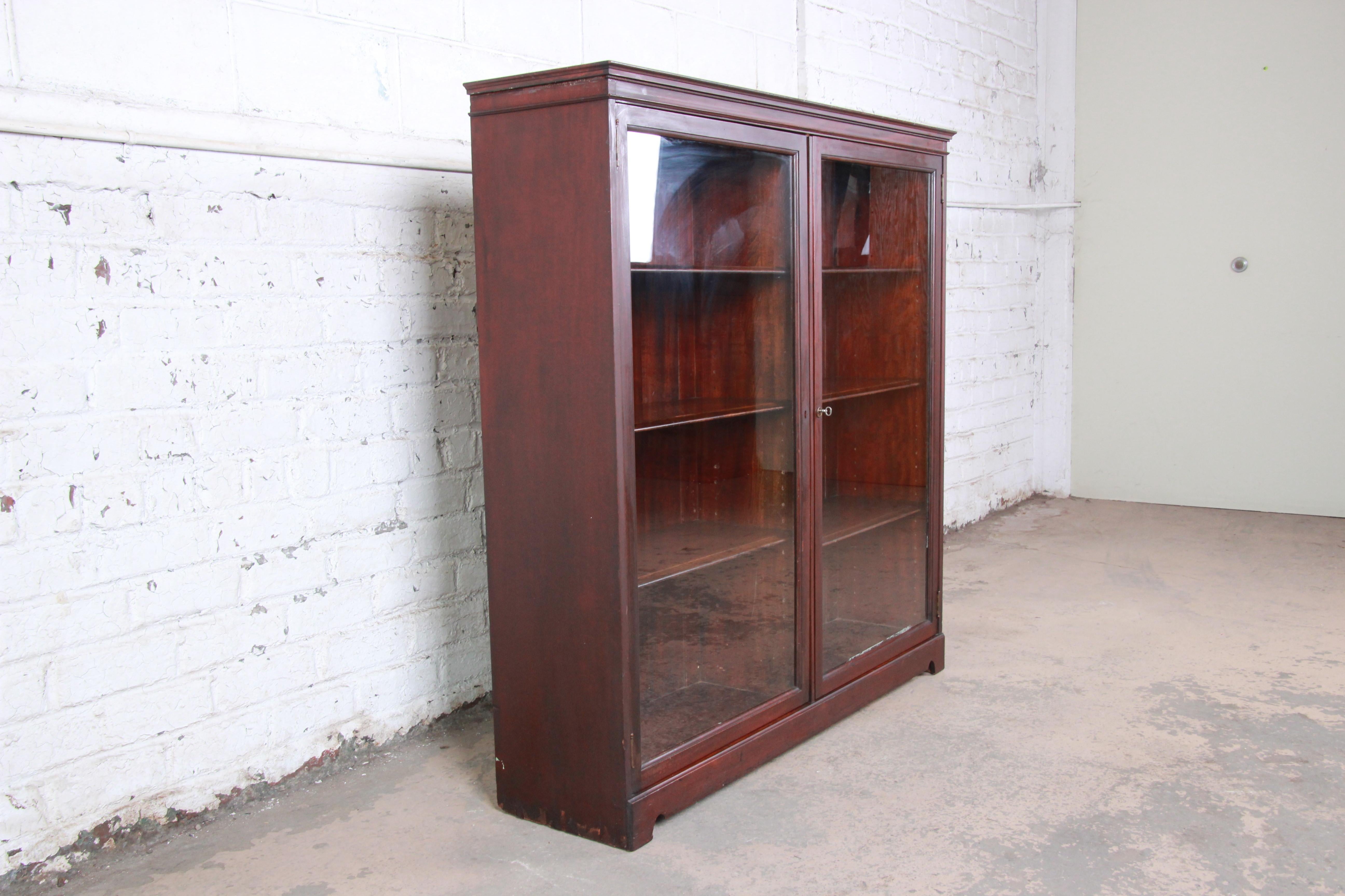 antique glass front bookcase