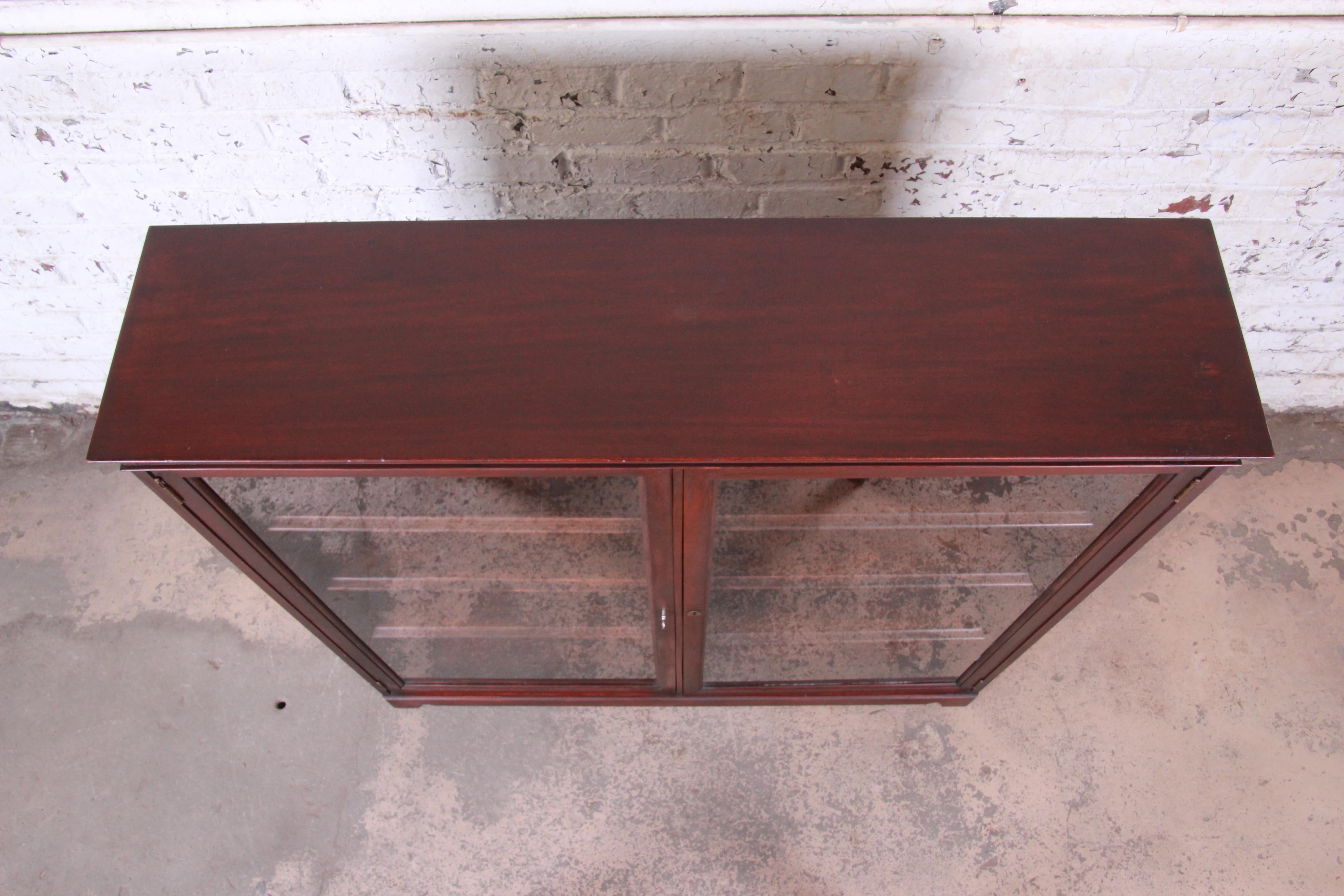 American Antique Mahogany Glass Front Double Bookcase, circa 1900