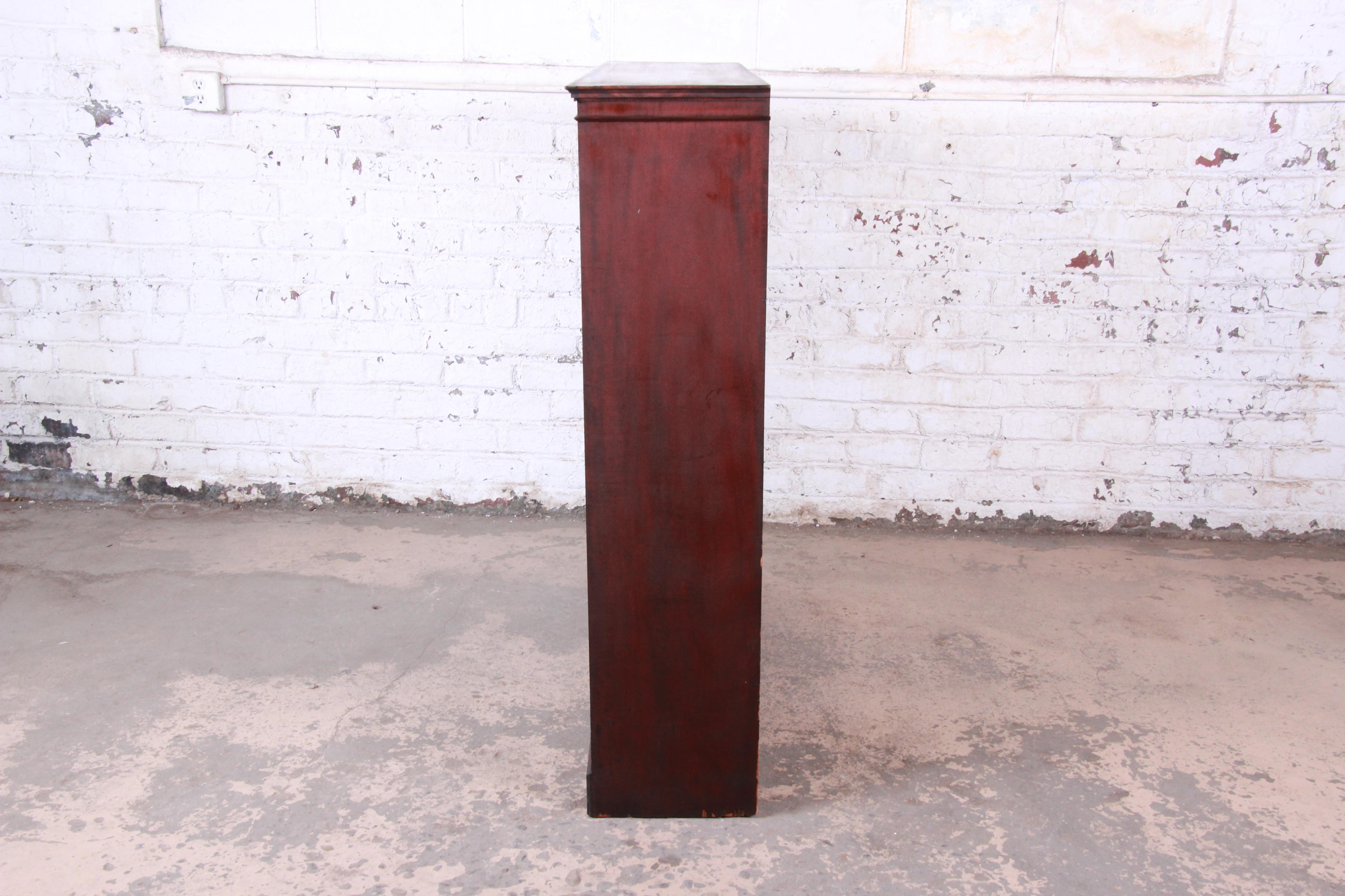 Antique Mahogany Glass Front Double Bookcase, circa 1900 In Good Condition In South Bend, IN