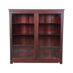 Antique Mahogany Glass Front Double Bookcase, circa 1900