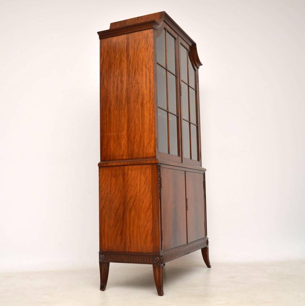 English Antique Mahogany Glazed Bookcase