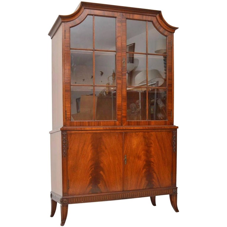 Antique Mahogany Glazed Bookcase For Sale at 1stDibs