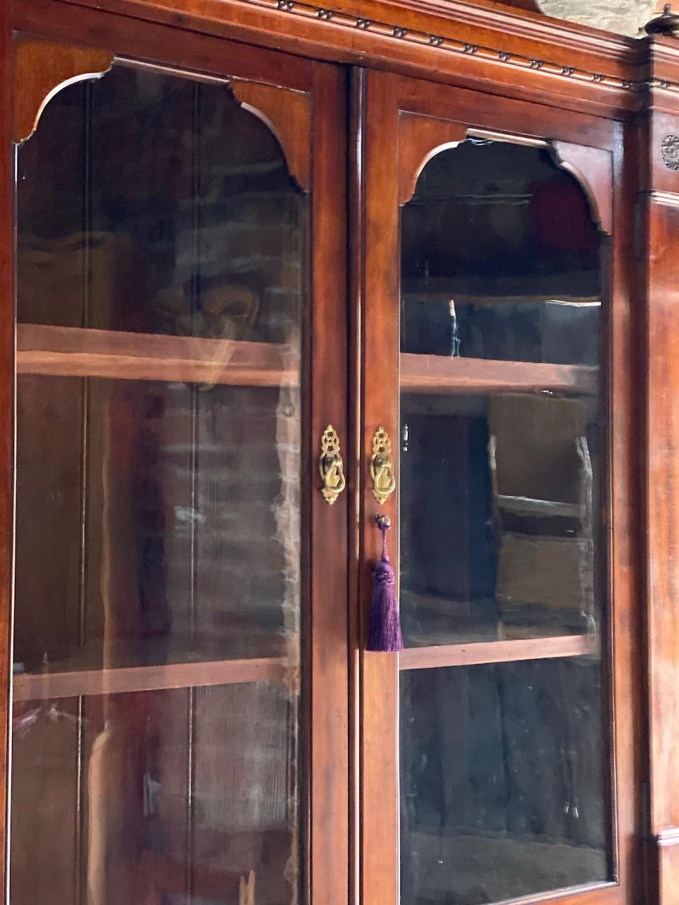 Antique Mahogany Glazed Library Bookcase Victorian 19th Century, circa 1870 2