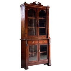 Antique Mahogany Glazed Library Bookcase Victorian 19th Century, circa 1870