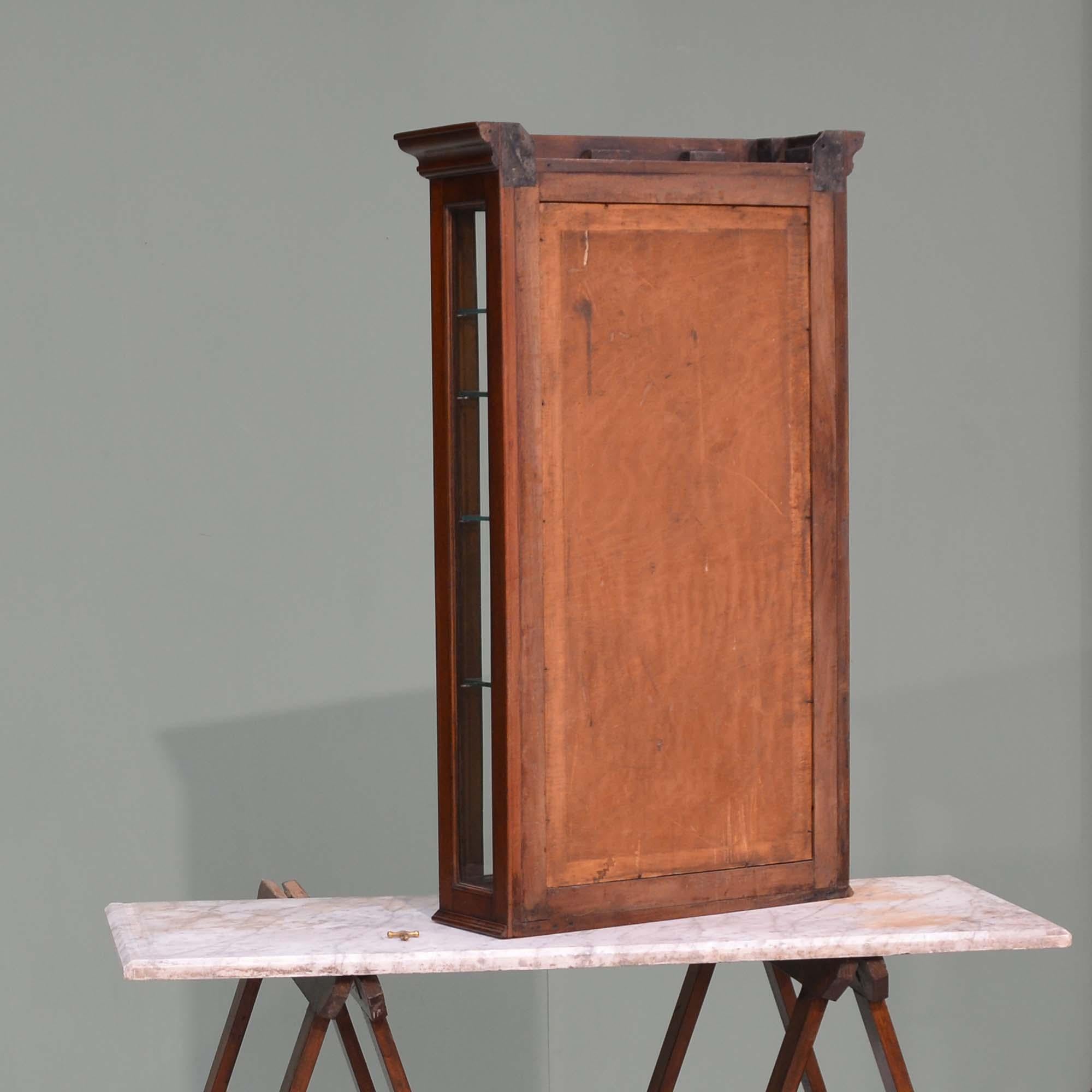 Antique mahogany glazed mirror backed hanging shop display cabinet For Sale 9