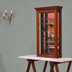 Antique mahogany glazed mirror backed hanging shop display cabinet