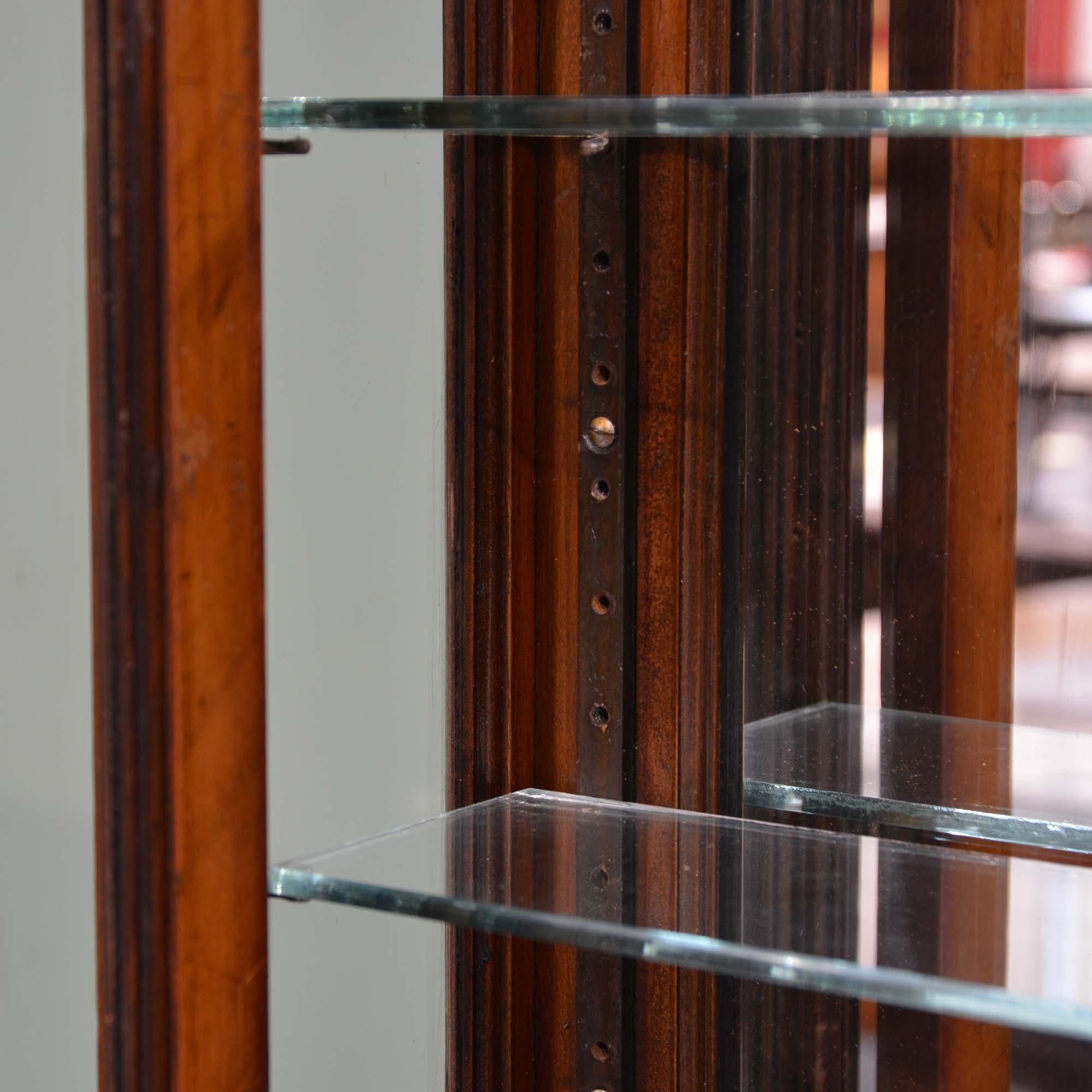 Antique mahogany glazed mirror backed hanging shop display cabinet For Sale 4