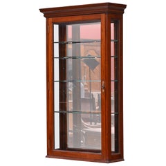 Antique mahogany glazed mirror backed hanging shop display cabinet