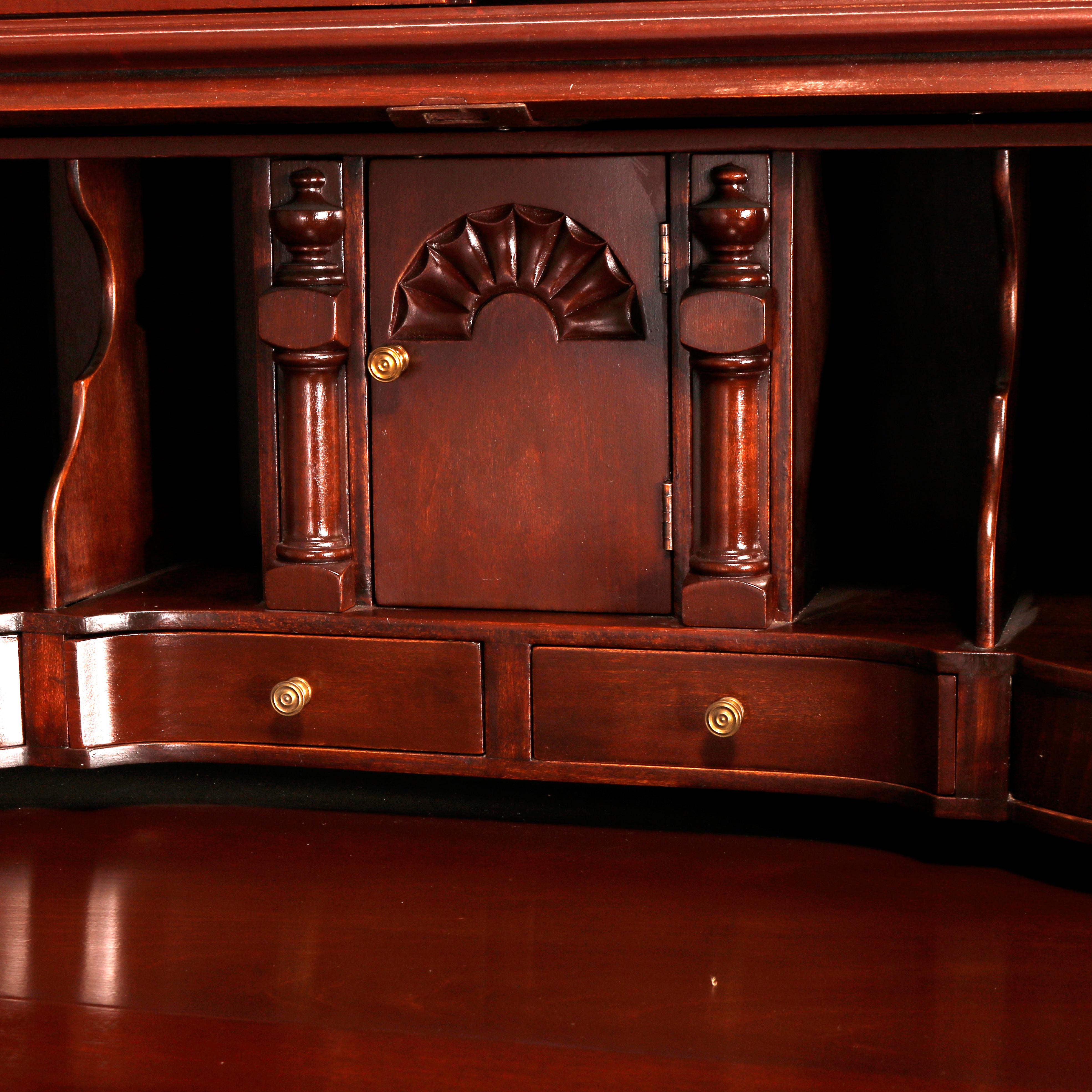 Antique Mahogany Governor Winthrop Secretary Desk Circa 1940 1