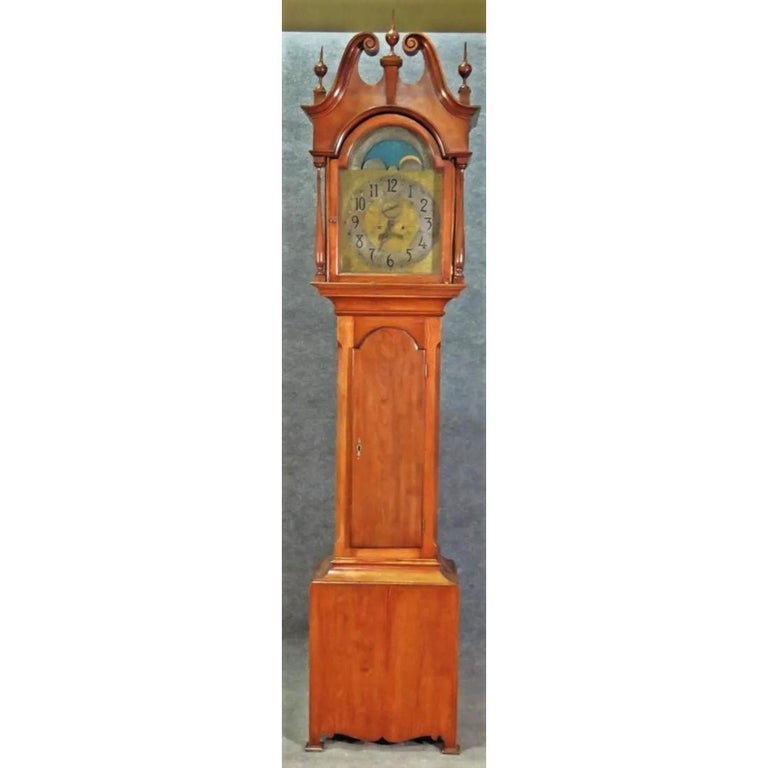 Antique Mahogany Grandfather Longcase Clock For Sale at 1stDibs