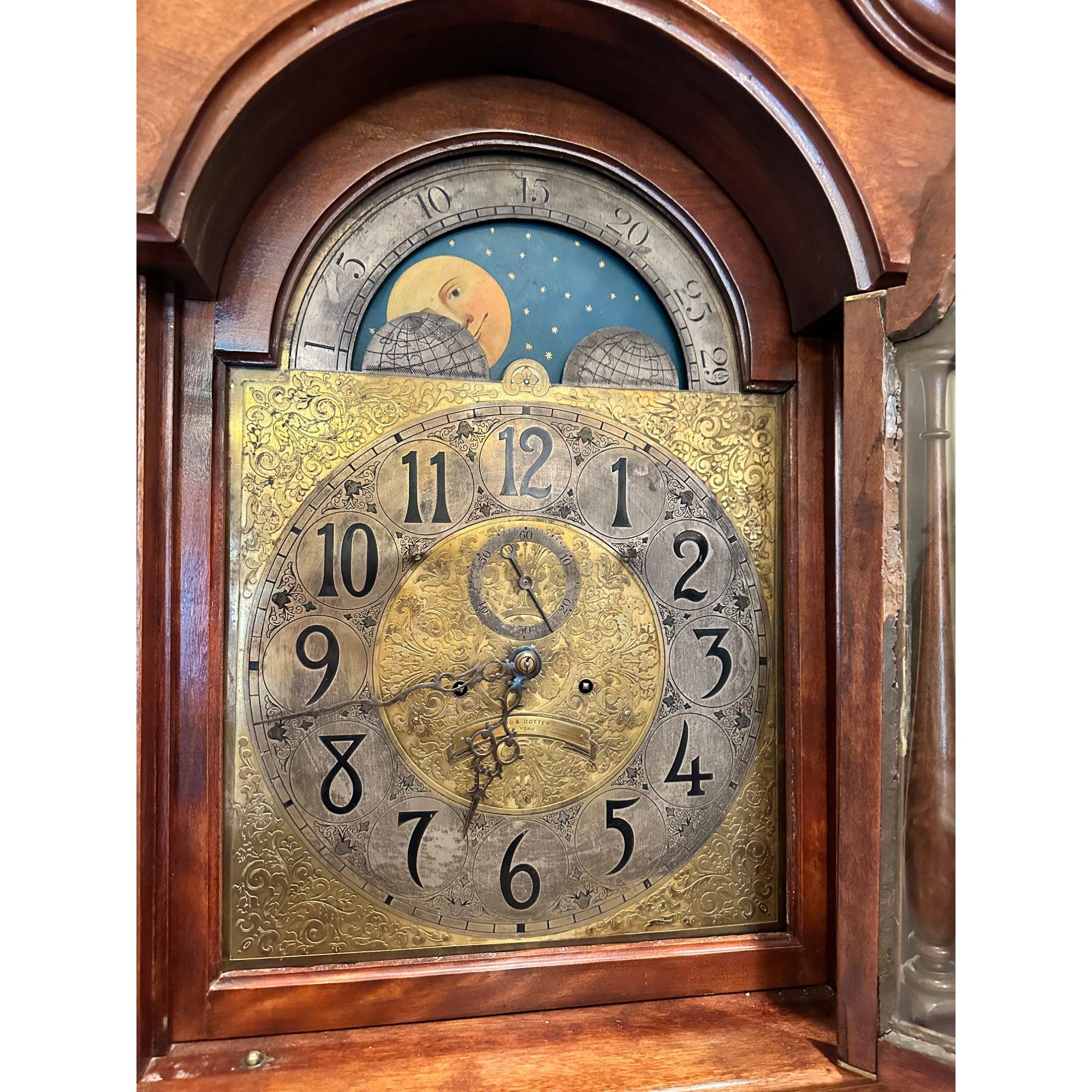 Antique Mahogany Grandfather Longcase Clock In Good Condition In LOS ANGELES, CA