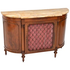 Vintage Mahogany Grill Front Marble Top Sideboard