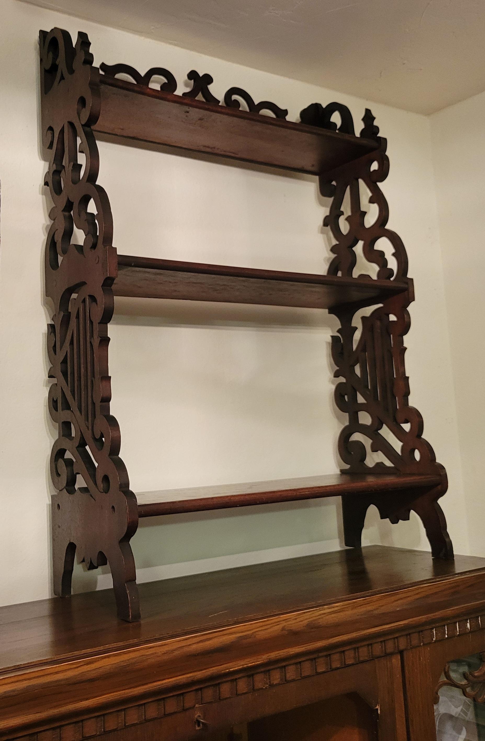 Antique Mahogany Hand-Carved French Provincial Shelf For Sale 6