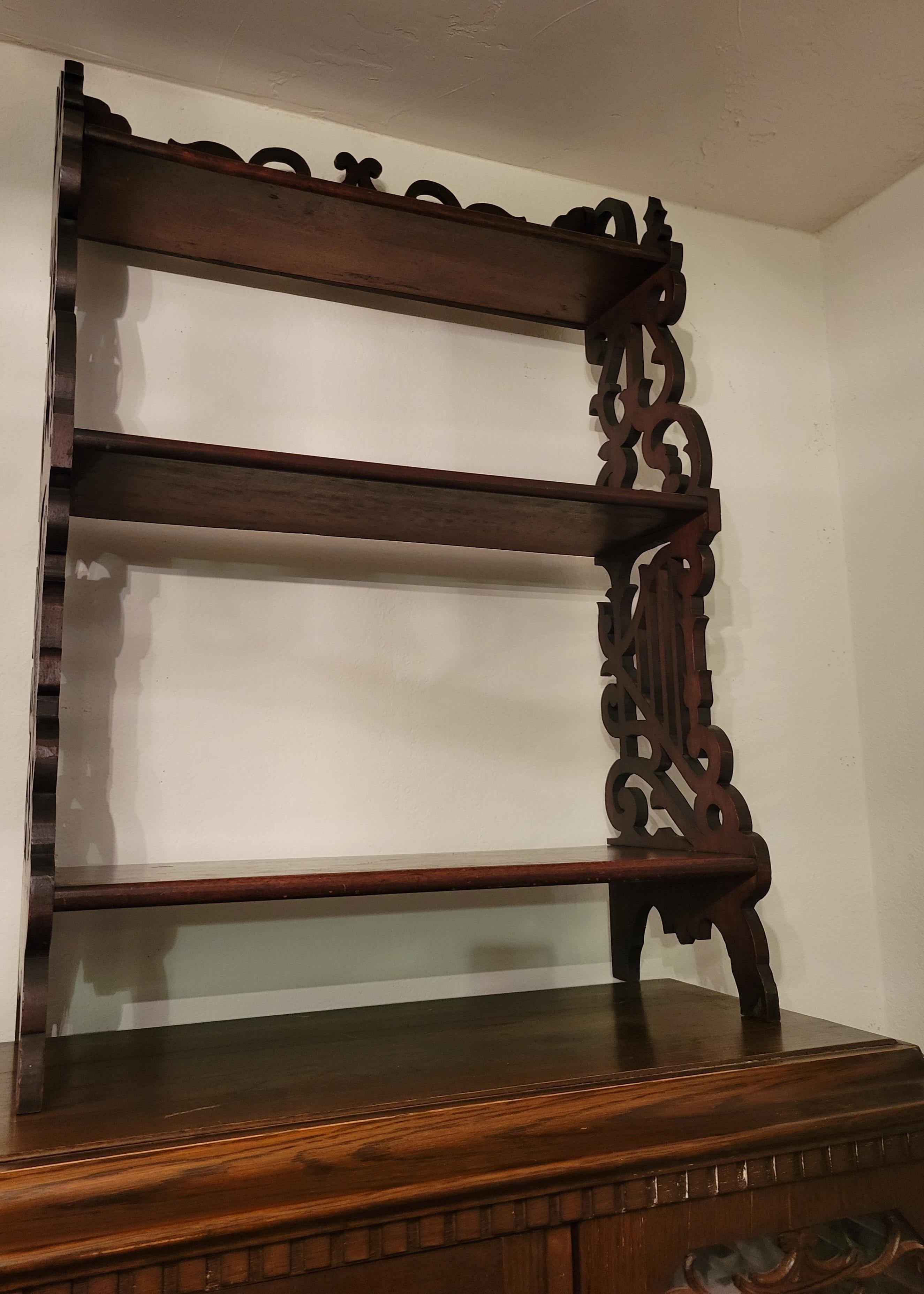 Antique Mahogany Hand-Carved French Provincial Shelf For Sale 7