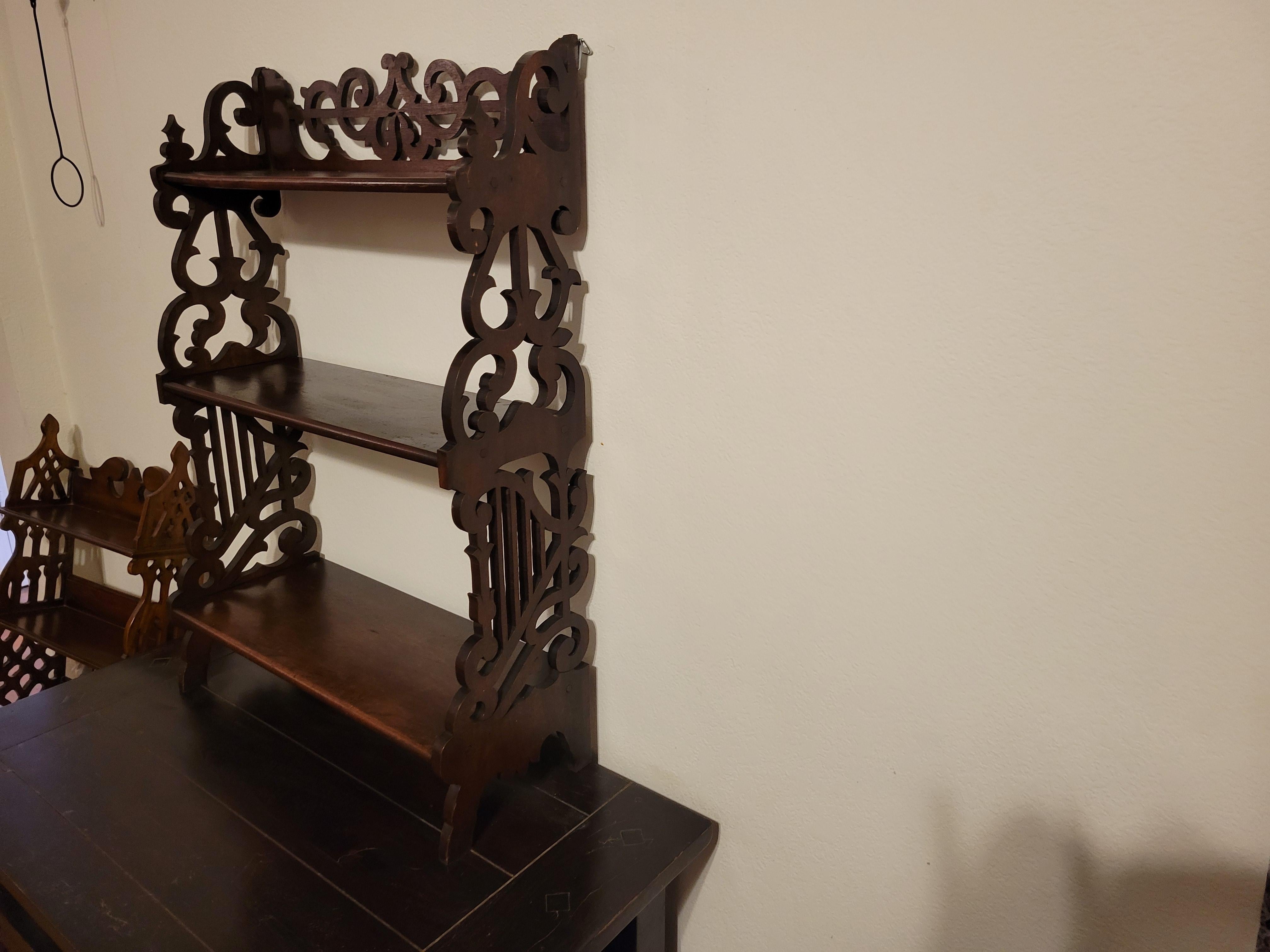 Antique Mahogany Hand-Carved French Provincial Shelf For Sale 1