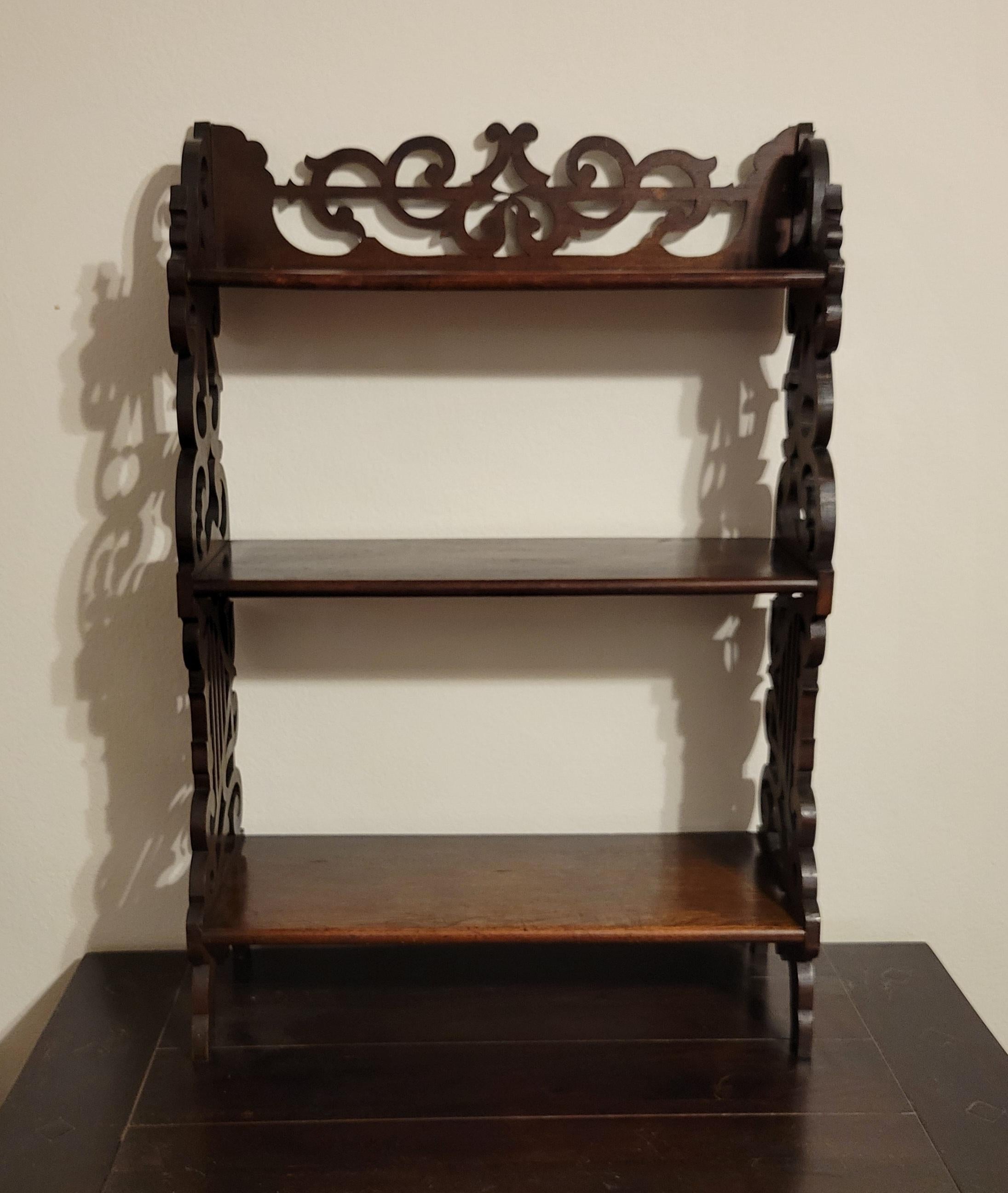 Antique Mahogany Hand-Carved French Provincial Shelf For Sale 2