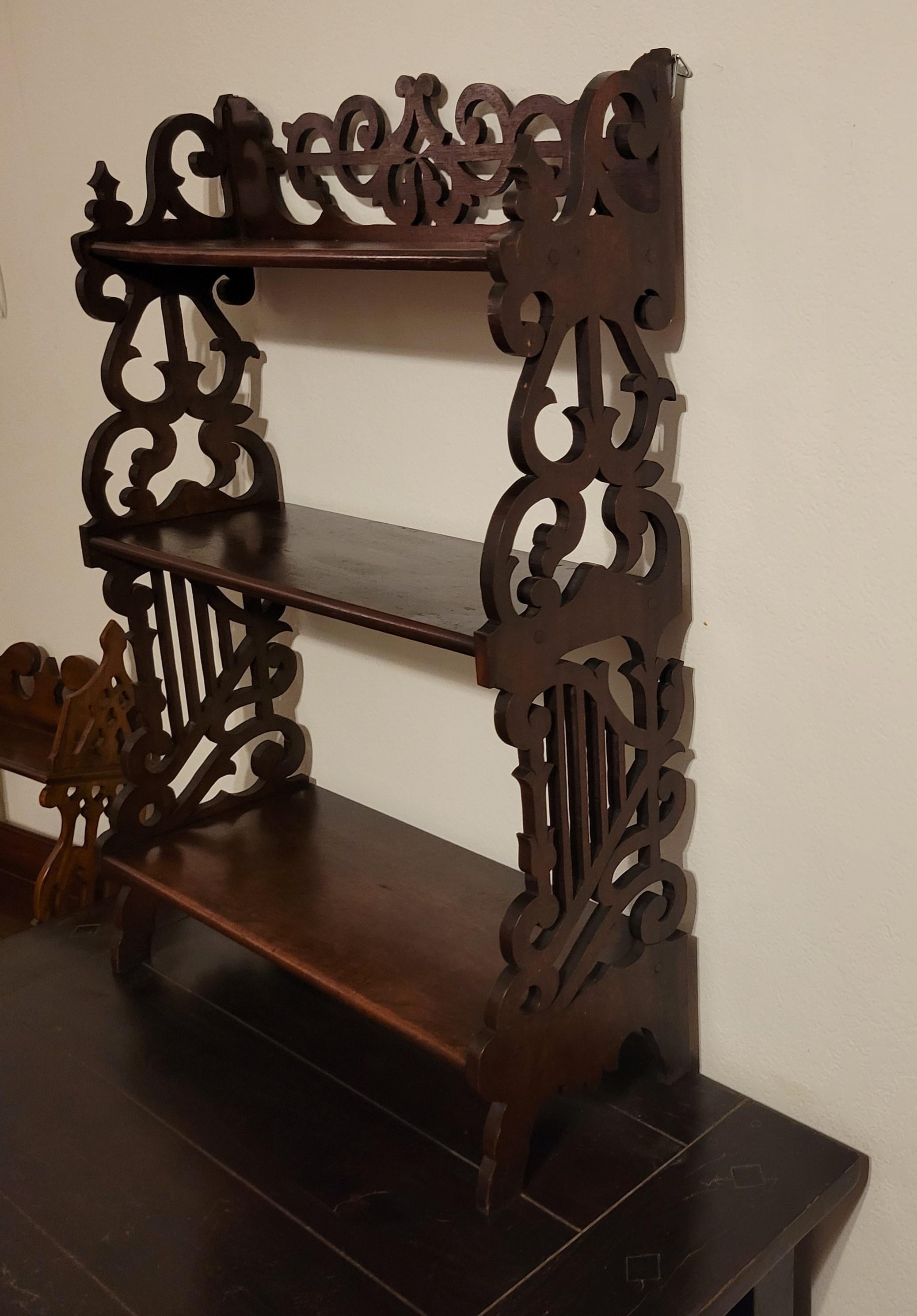 Antique Mahogany Hand-Carved French Provincial Shelf For Sale 5