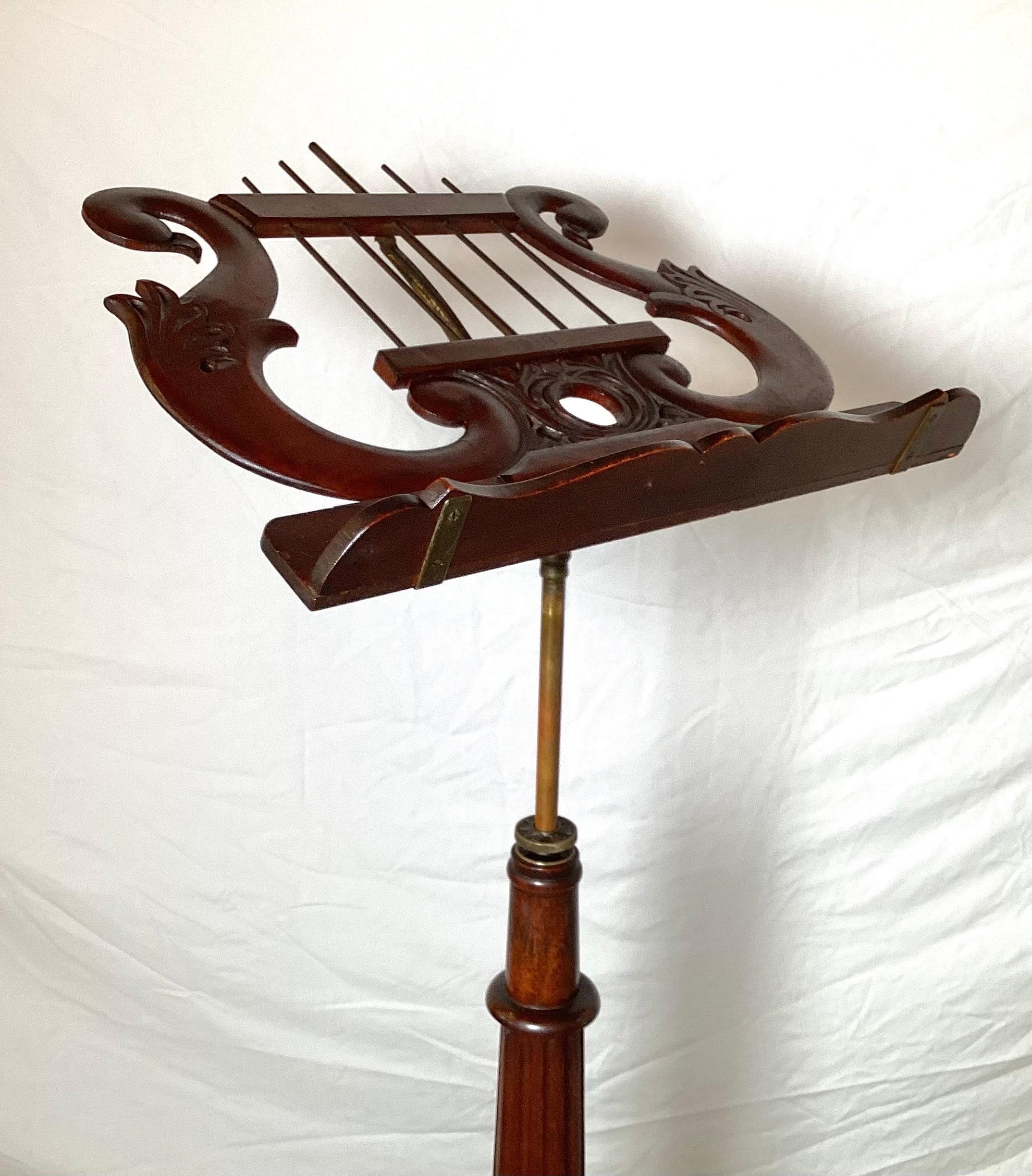 Antique Mahogany Hand Carved Music Stand For Sale 4