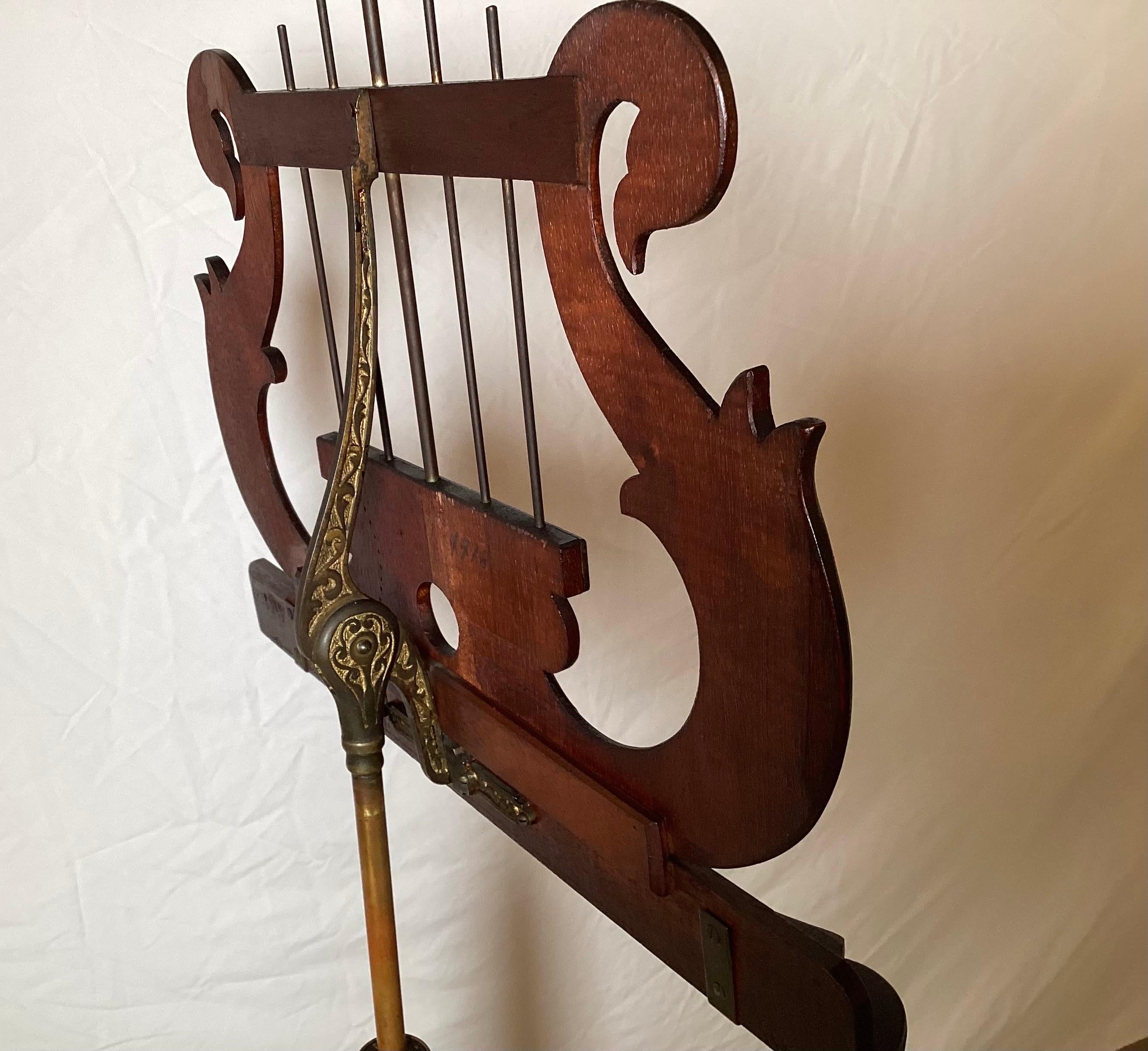Antique Mahogany Hand Carved Music Stand For Sale 5