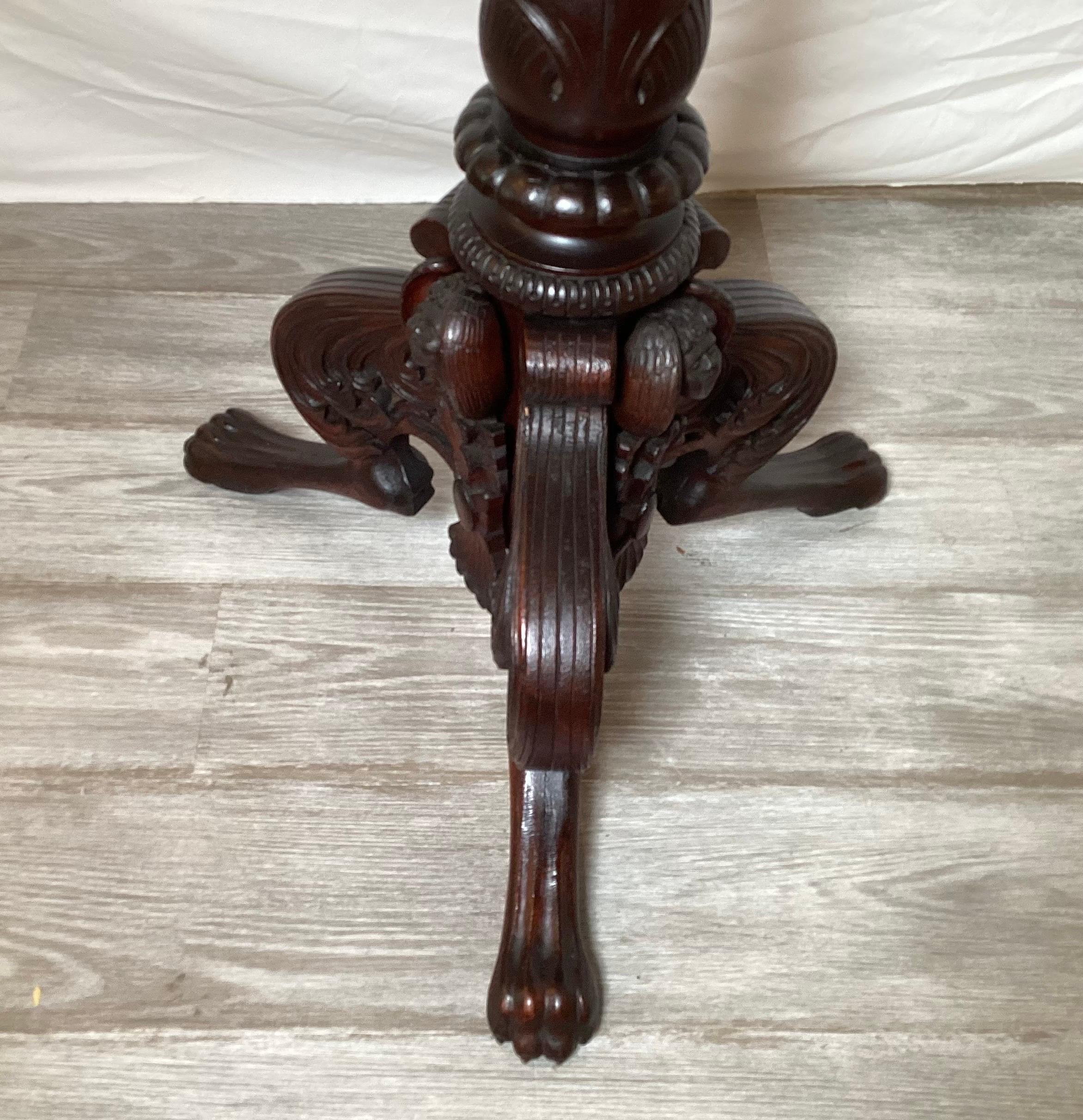 Antique Mahogany Hand Carved Music Stand For Sale 6