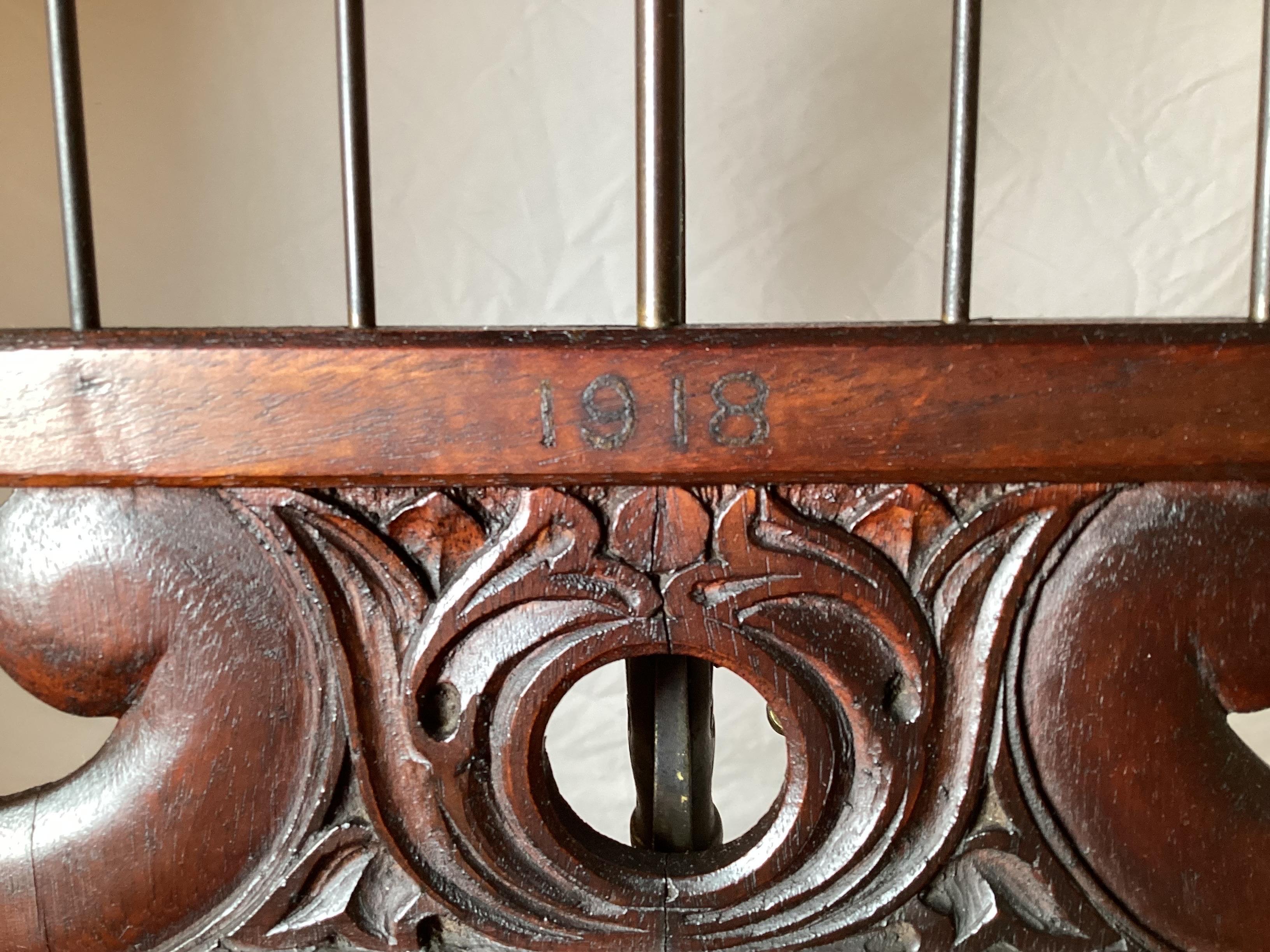 Hand-Carved Antique Mahogany Hand Carved Music Stand For Sale