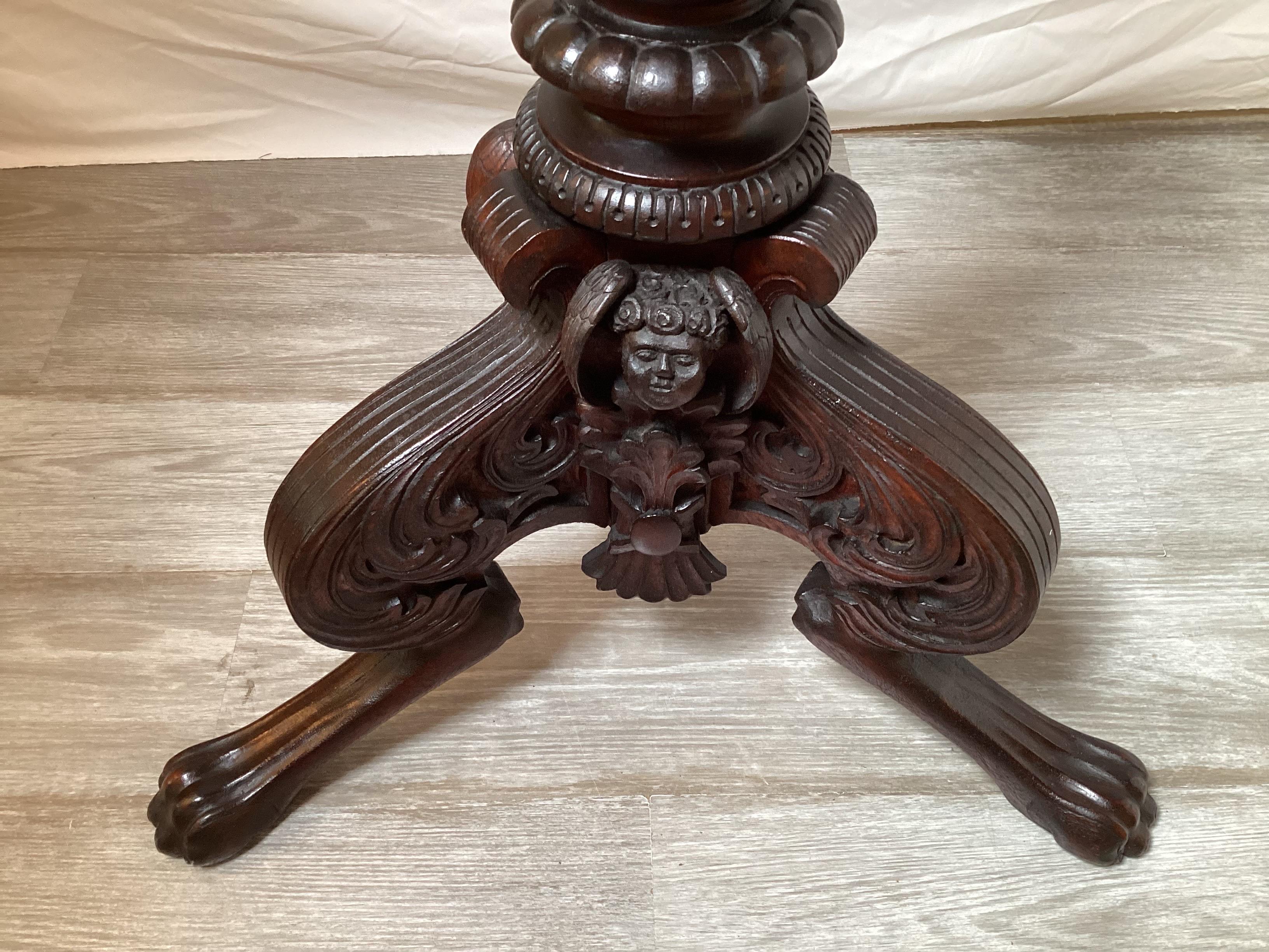 Early 20th Century Antique Mahogany Hand Carved Music Stand For Sale