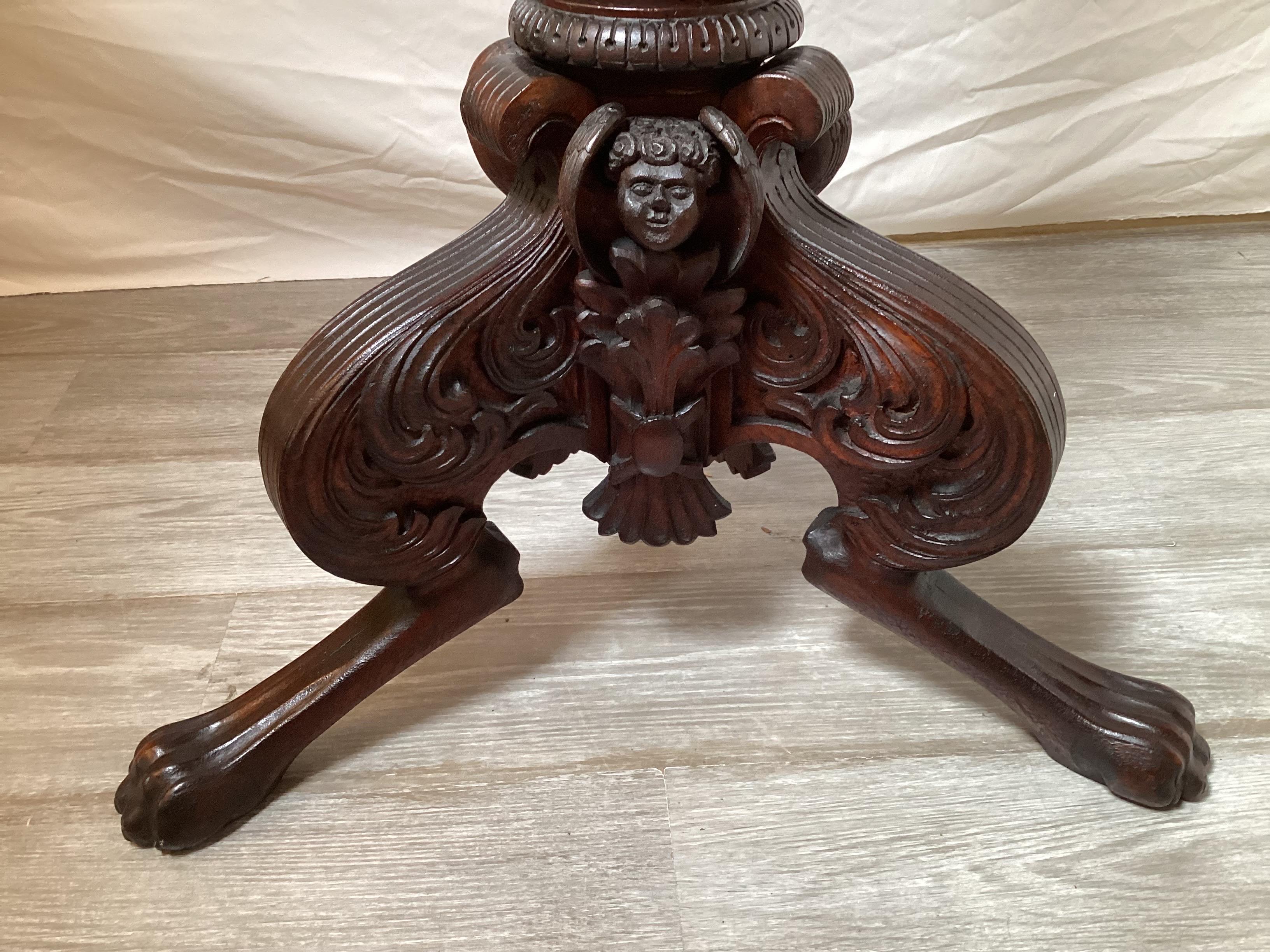 Antique Mahogany Hand Carved Music Stand For Sale 1