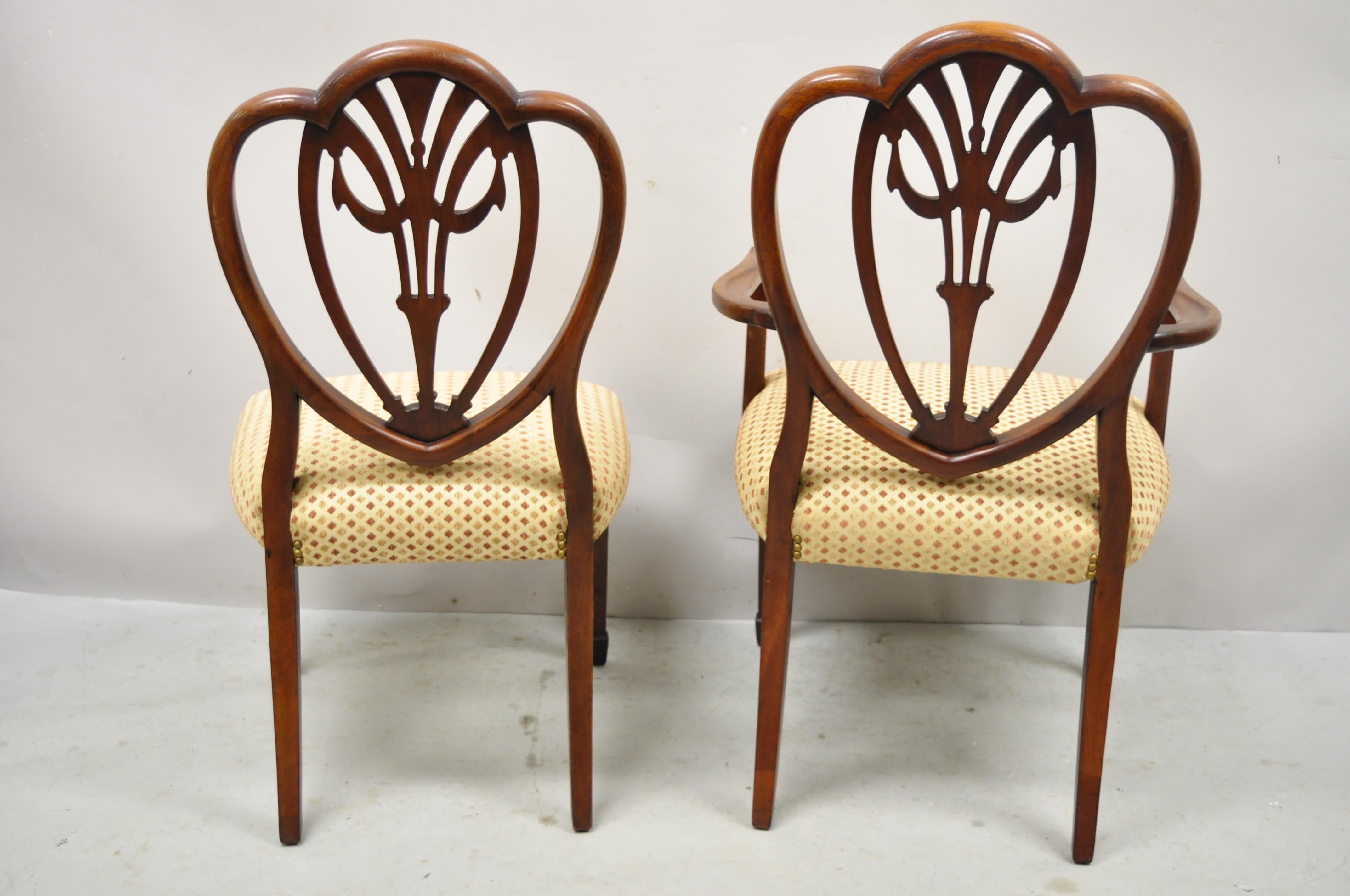 Antique Mahogany Hepplewhite Carved Drape Heart Back Dining Chairs, Set of 6 5