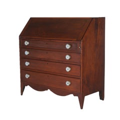 Antique Mahogany Hepplewhite Drop Front Desk with Graduated Drawers