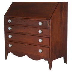 Antique Mahogany Hepplewhite Drop Front Desk with Graduated Drawers