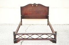Antique Mahogany Hollywood Regency Full Size Bed Frame Headboard Dorothy Draper