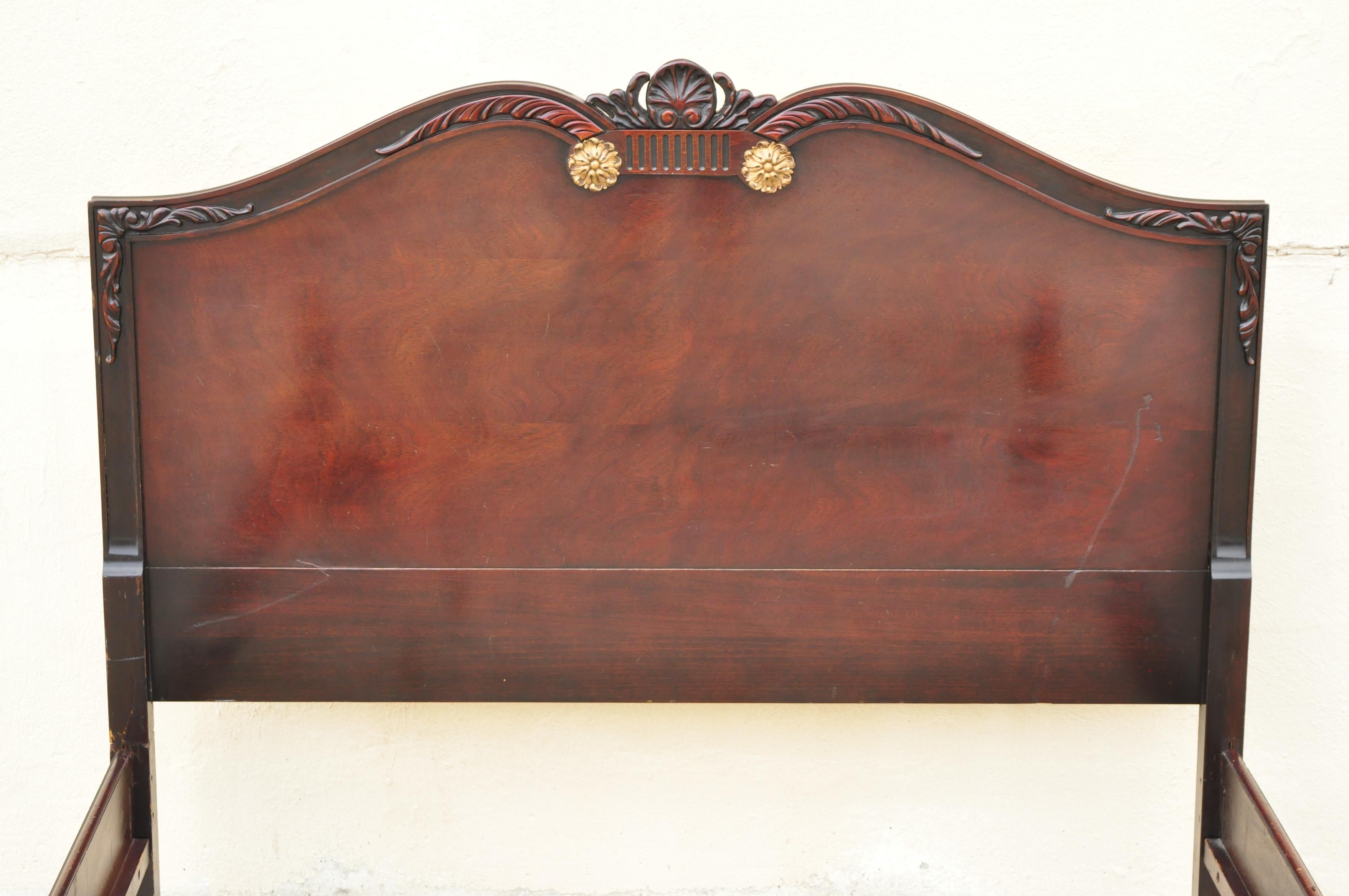 North American Antique Mahogany Hollywood Regency Full Size Bed Frame Headboard Dorothy Draper