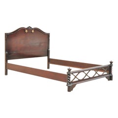 Antique Mahogany Hollywood Regency Full Size Bed Frame Headboard Dorothy Draper