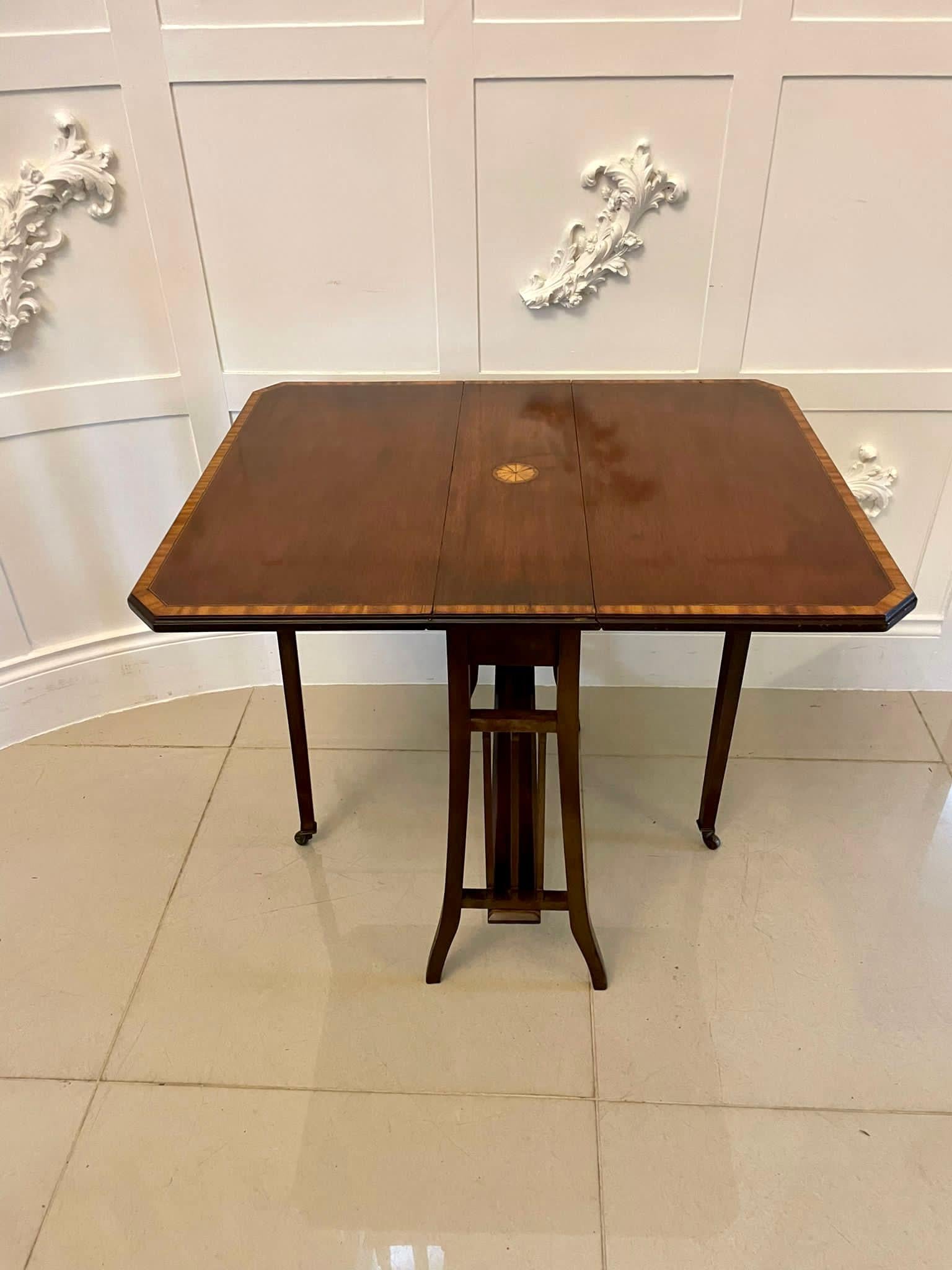 English Antique Mahogany Inlaid Baby Sutherland/Occasional Table For Sale