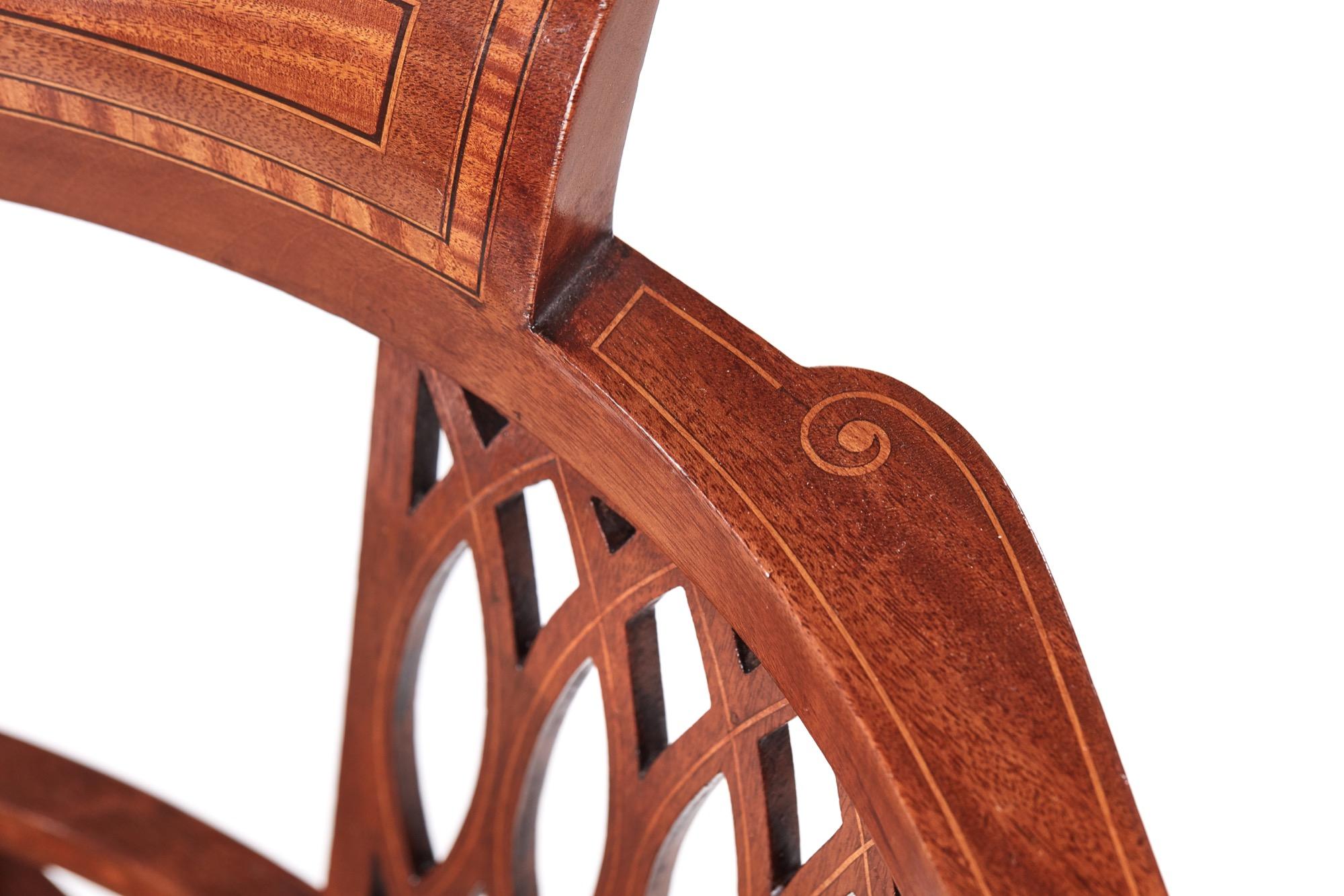 Late 19th Century Antique Mahogany Inlaid Corner Chair, circa 1890