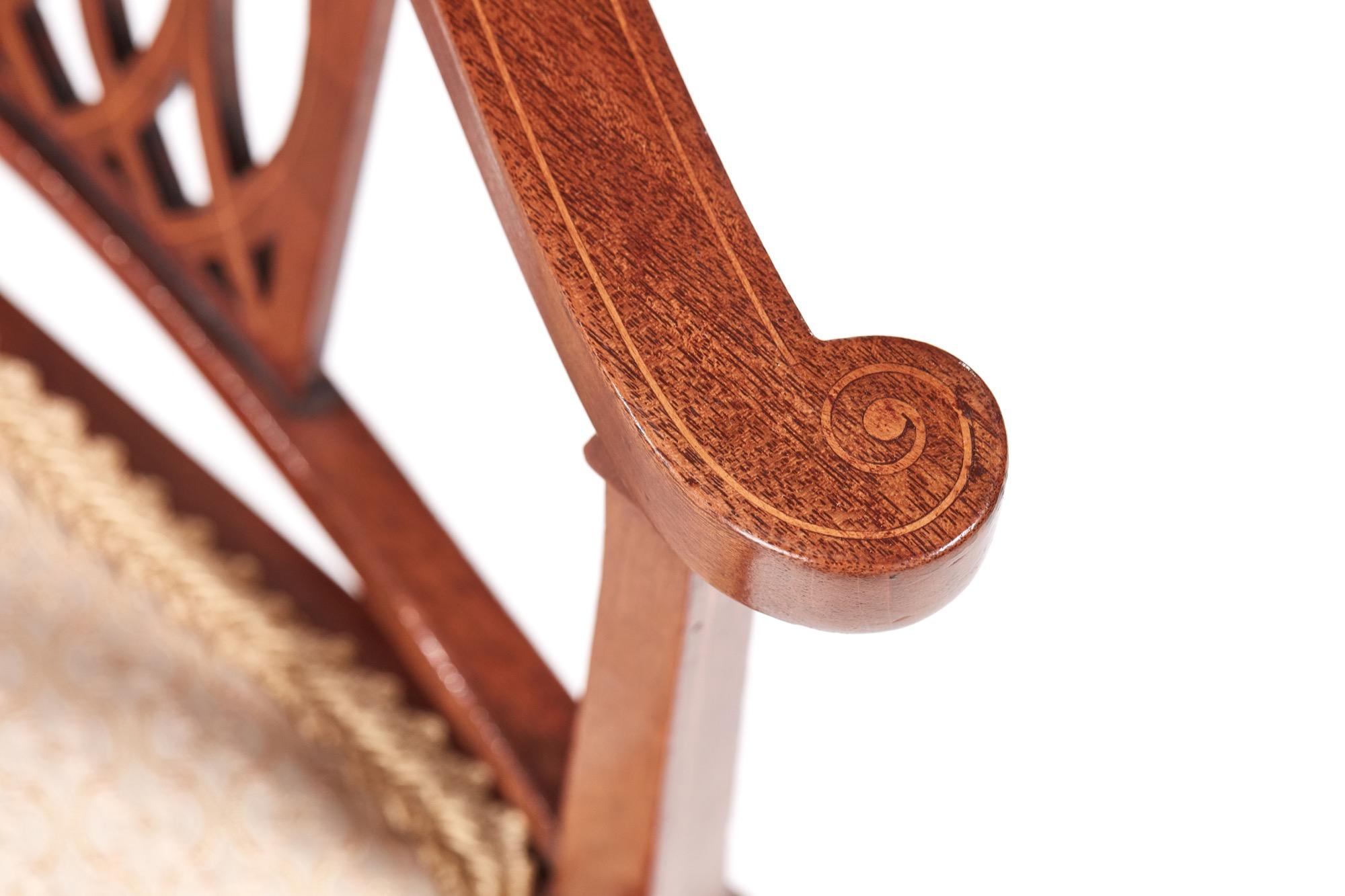 Other Antique Mahogany Inlaid Corner Chair, circa 1890