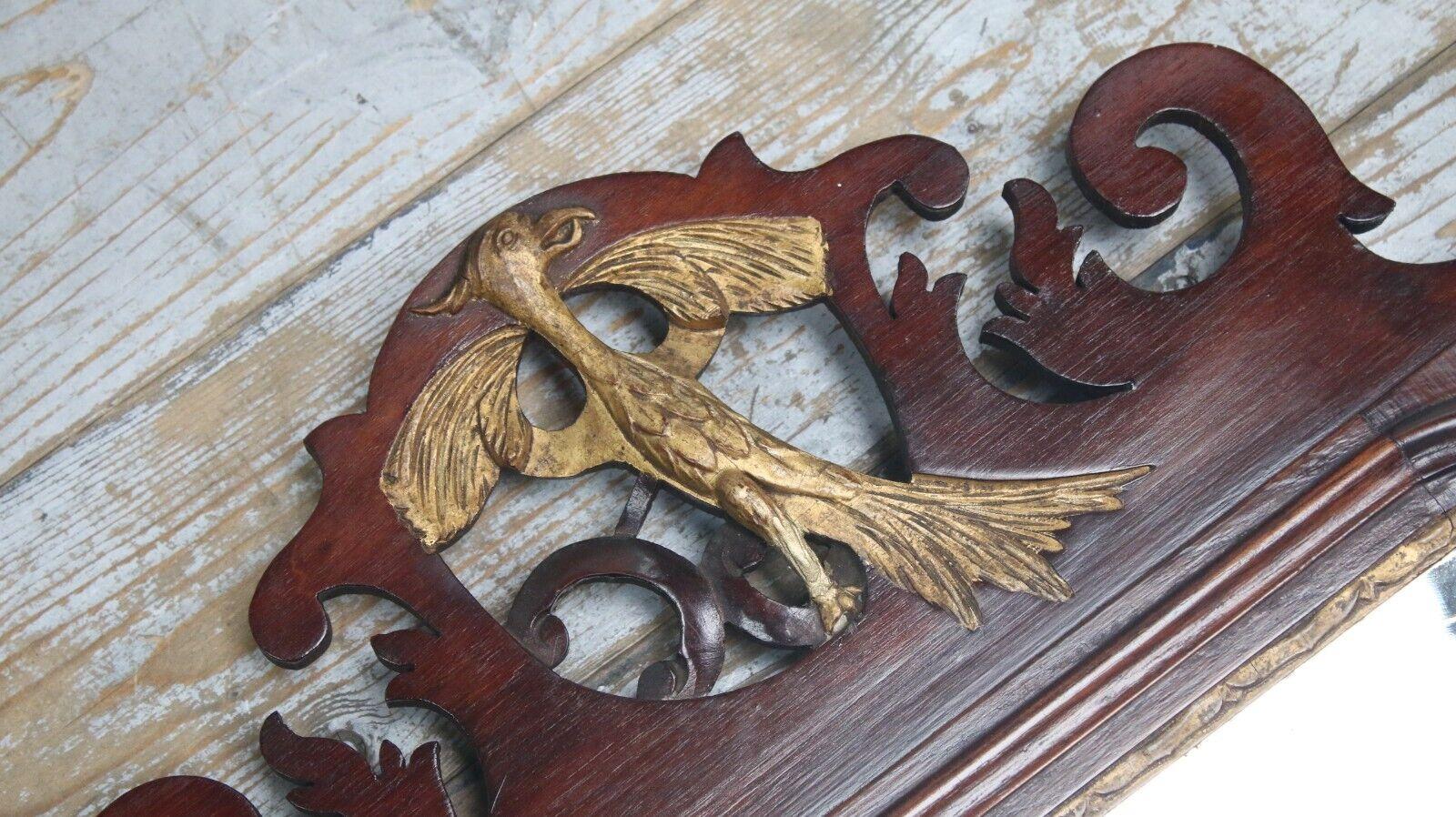 Antique miroir chantourné incrusté d'acajou avec oiseau Ho Excellent état - En vente à STOKE ON TRENT, GB