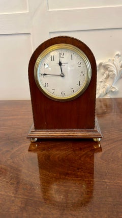 Antique Mahogany Inlaid Mantle Clock by Mappin & Webb