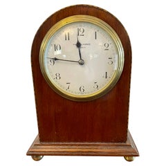 Antique Mahogany Inlaid Mantle Clock by Mappin & Webb